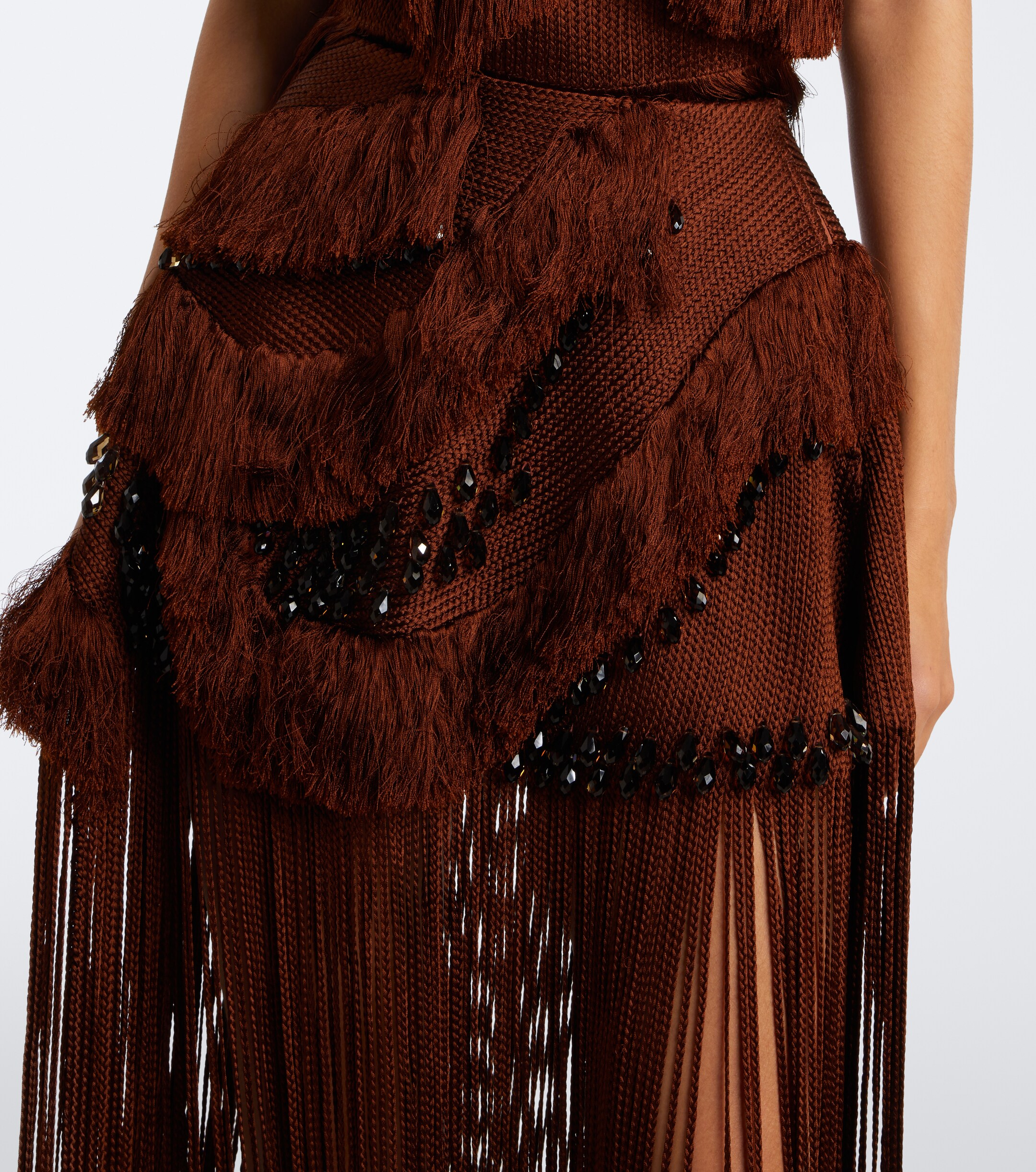 Xu Zhi Xu Zhi Braided embellished fringed miniskirt