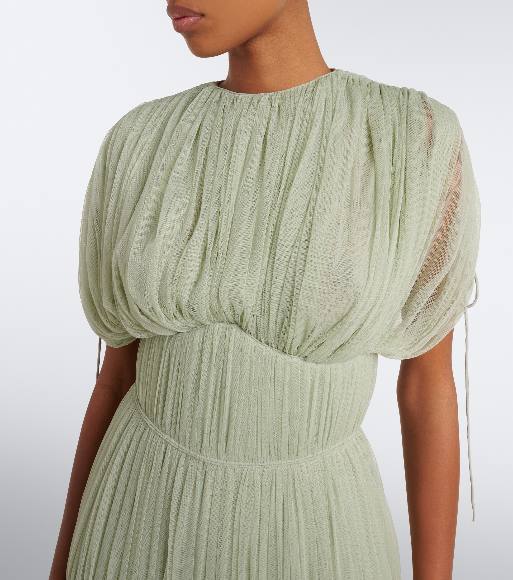 DE LA VALI De La Vali Nymera pleated tulle corset gown