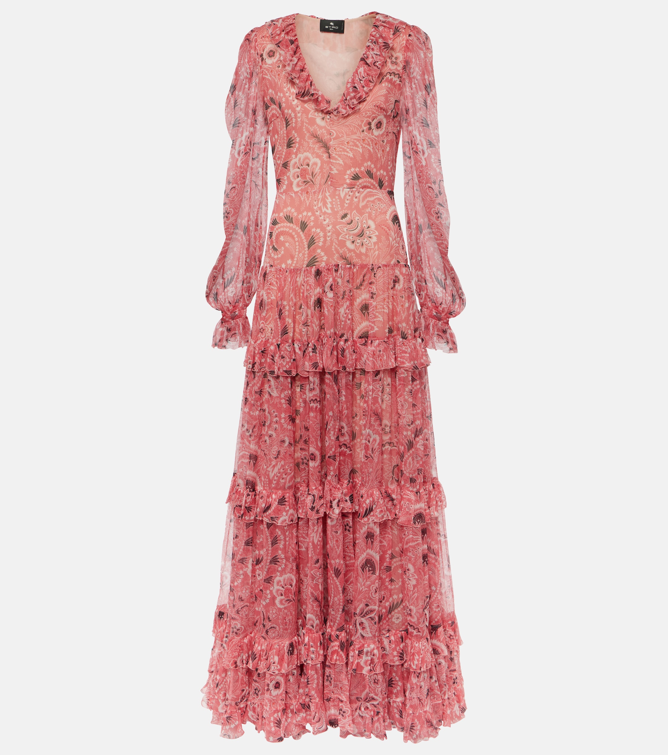 Etro Ruffled tiered paisley silk gown thumbnail