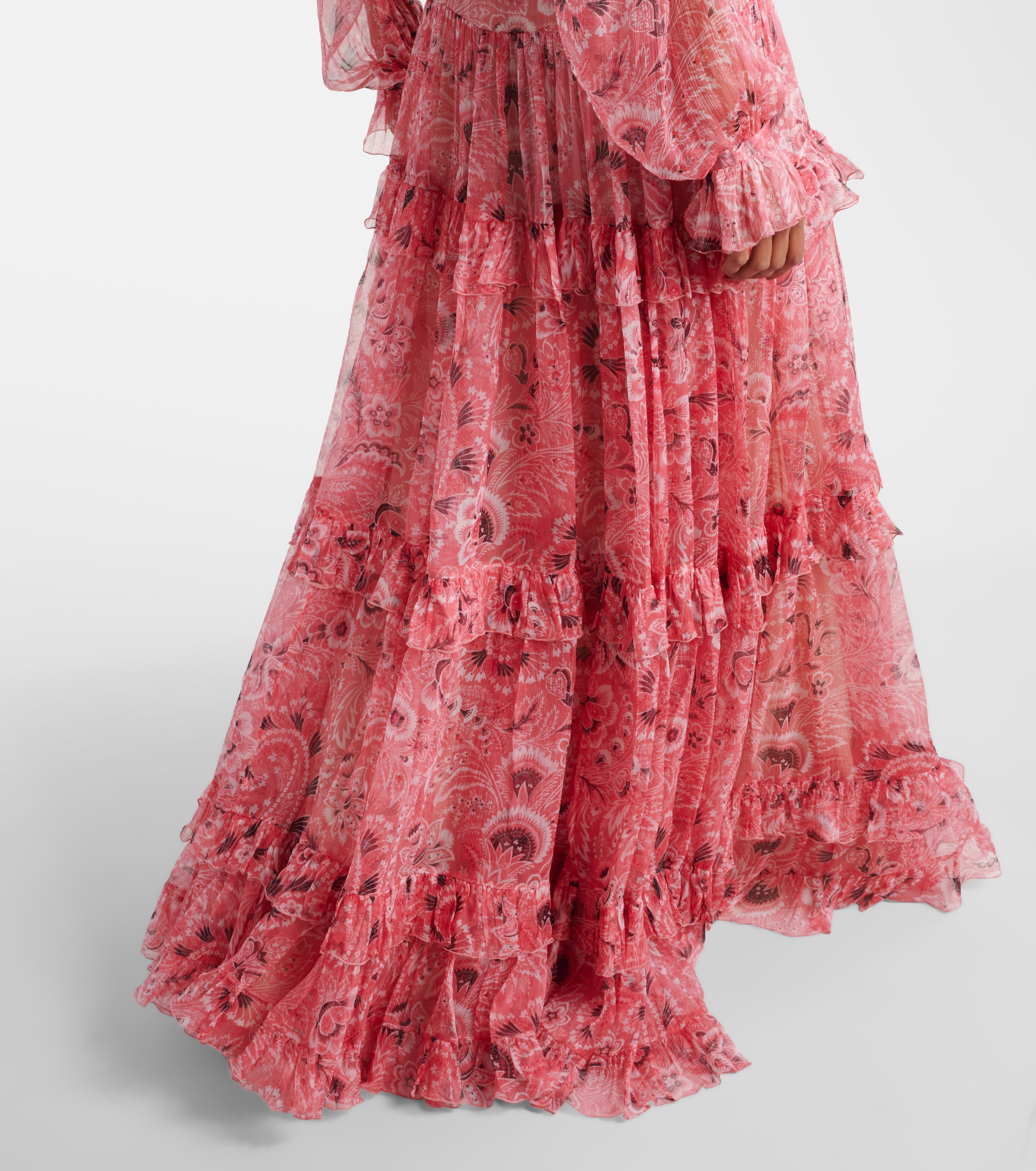 Etro Ruffled tiered paisley silk gown thumbnail