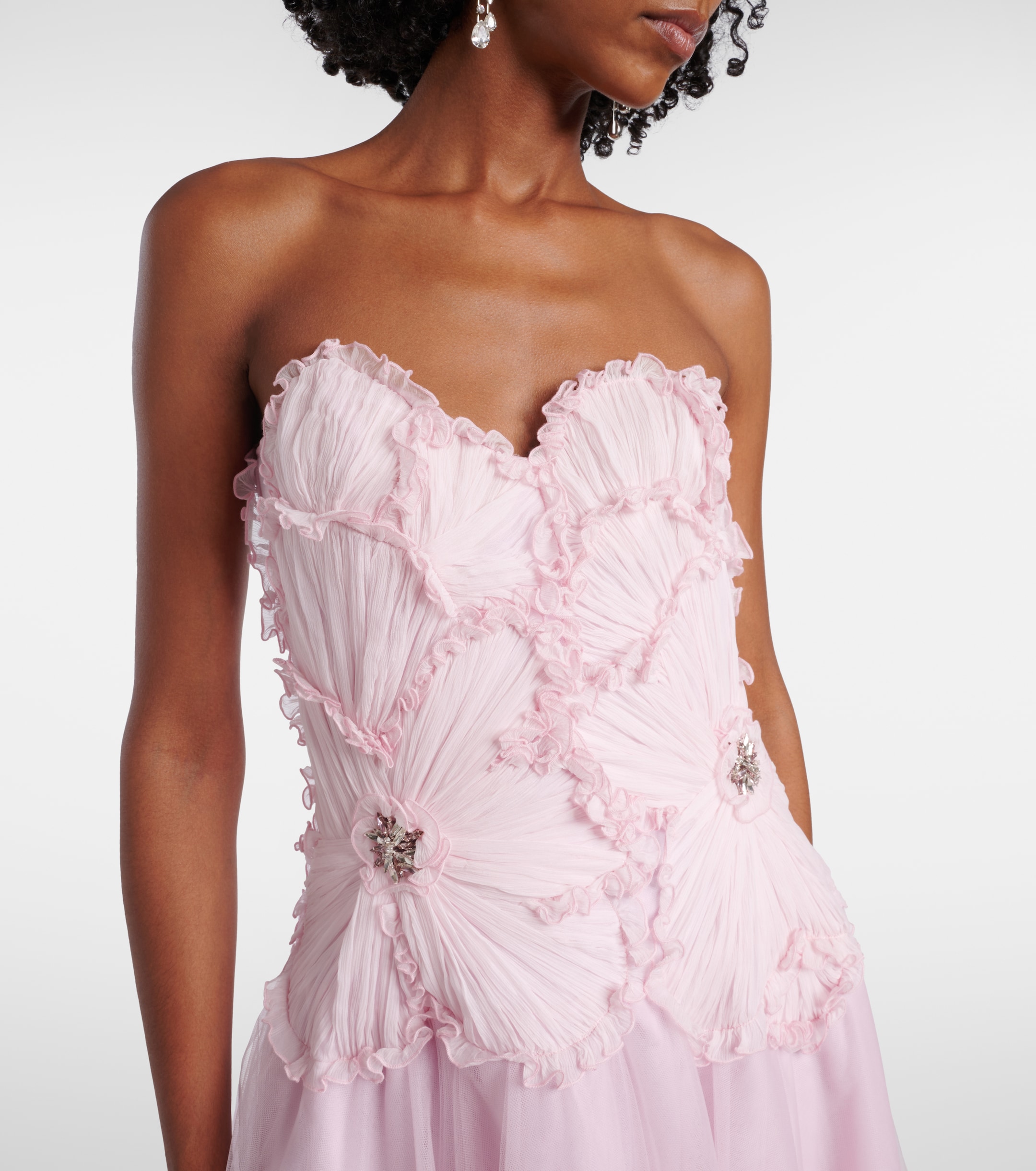 costarellos embroidered tulle dress Matildie Beaded French Tulle Gown main image 1