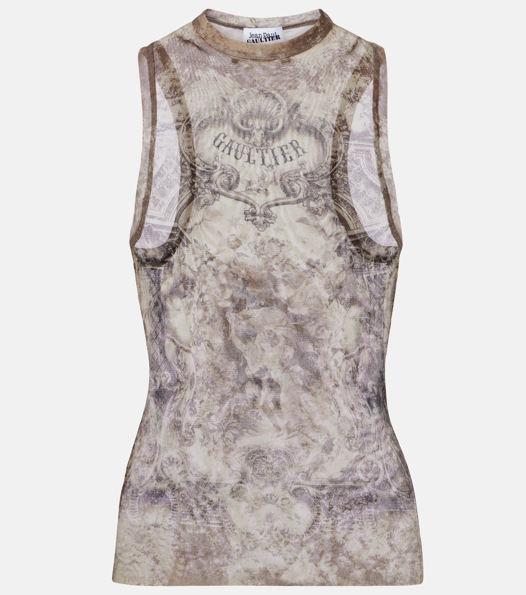 Jean Paul Gaultier Médallion printed mesh tank top