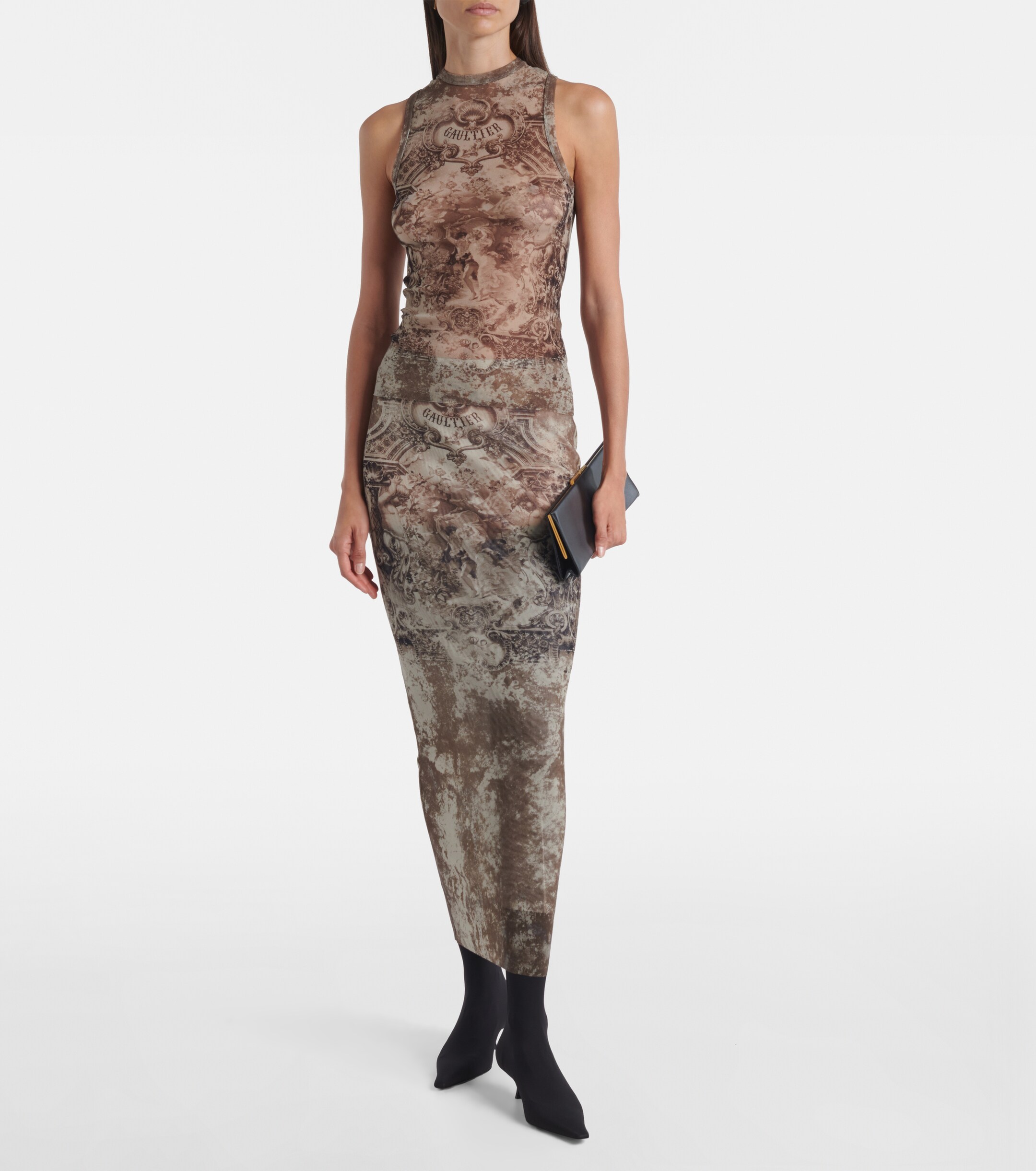 Jean Paul Gaultier Médallion printed mesh tank top