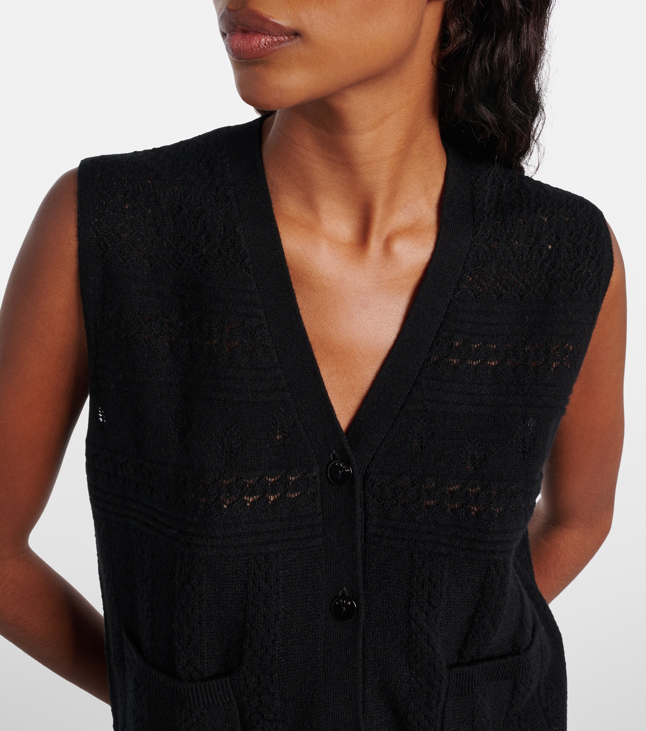Eres Eres Mixte pointelle wool and cashmere sweater vest