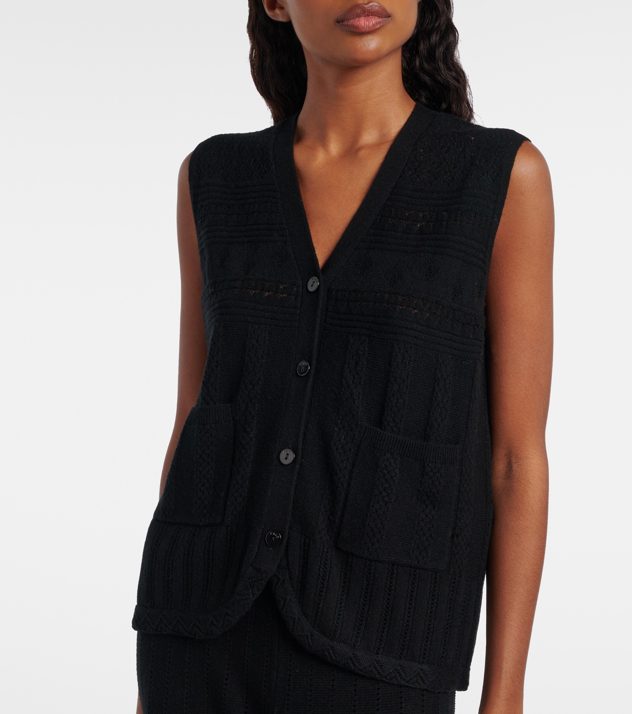 Eres Eres Mixte pointelle wool and cashmere sweater vest