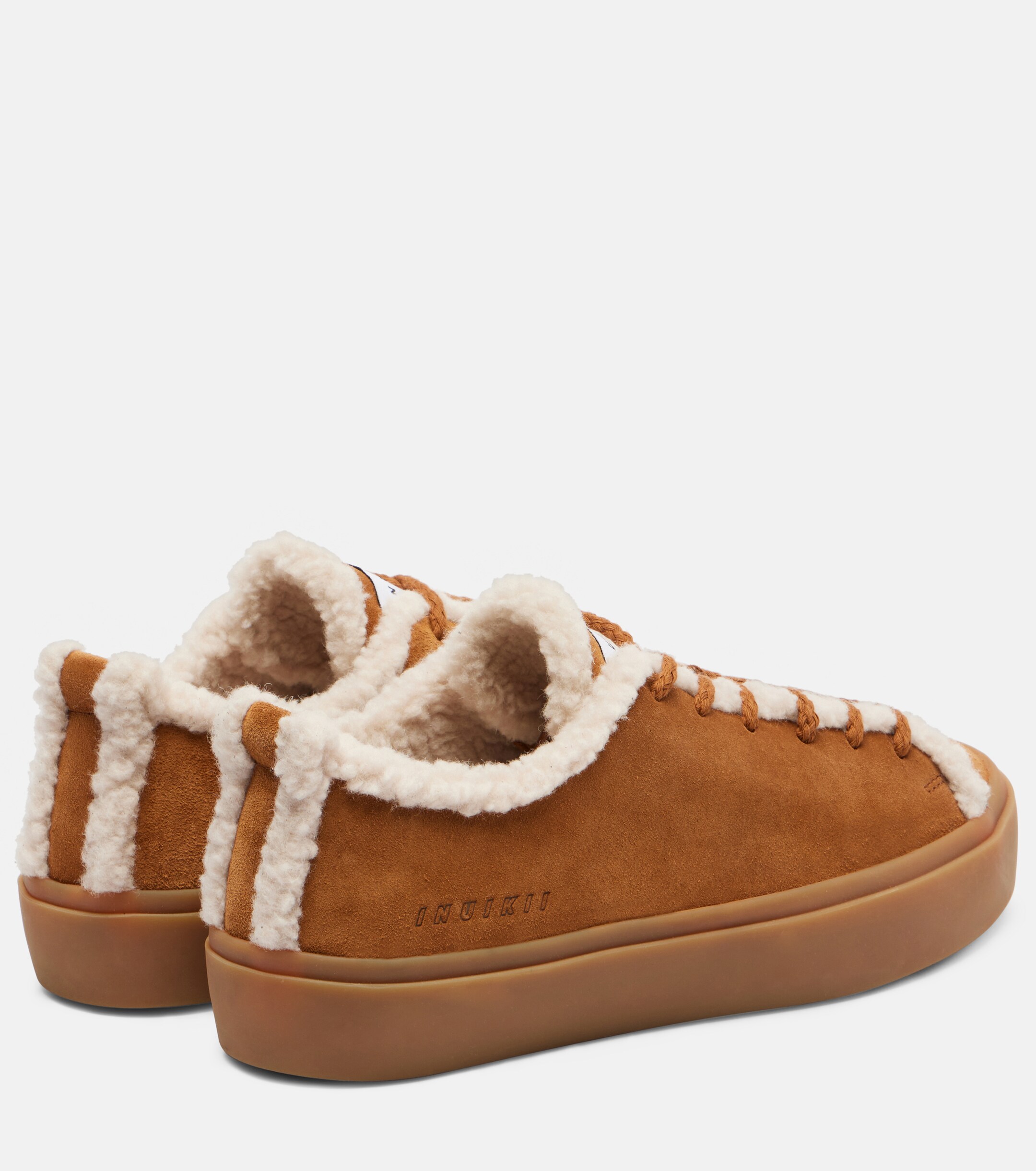 Inuikii Shearling-trimmed suede low-top sneakers 