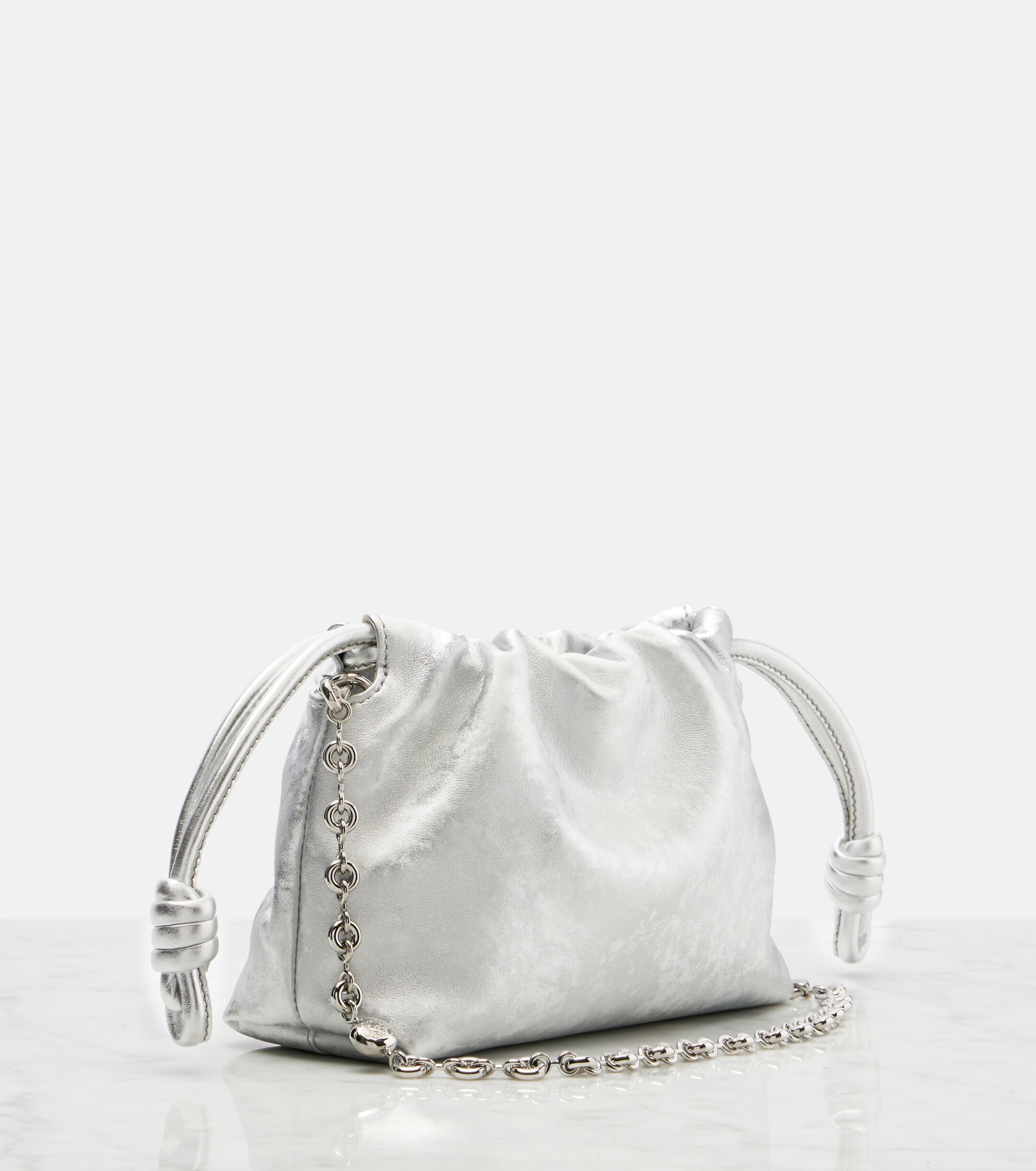 Loewe Flamenco Mini metallic leather clutch