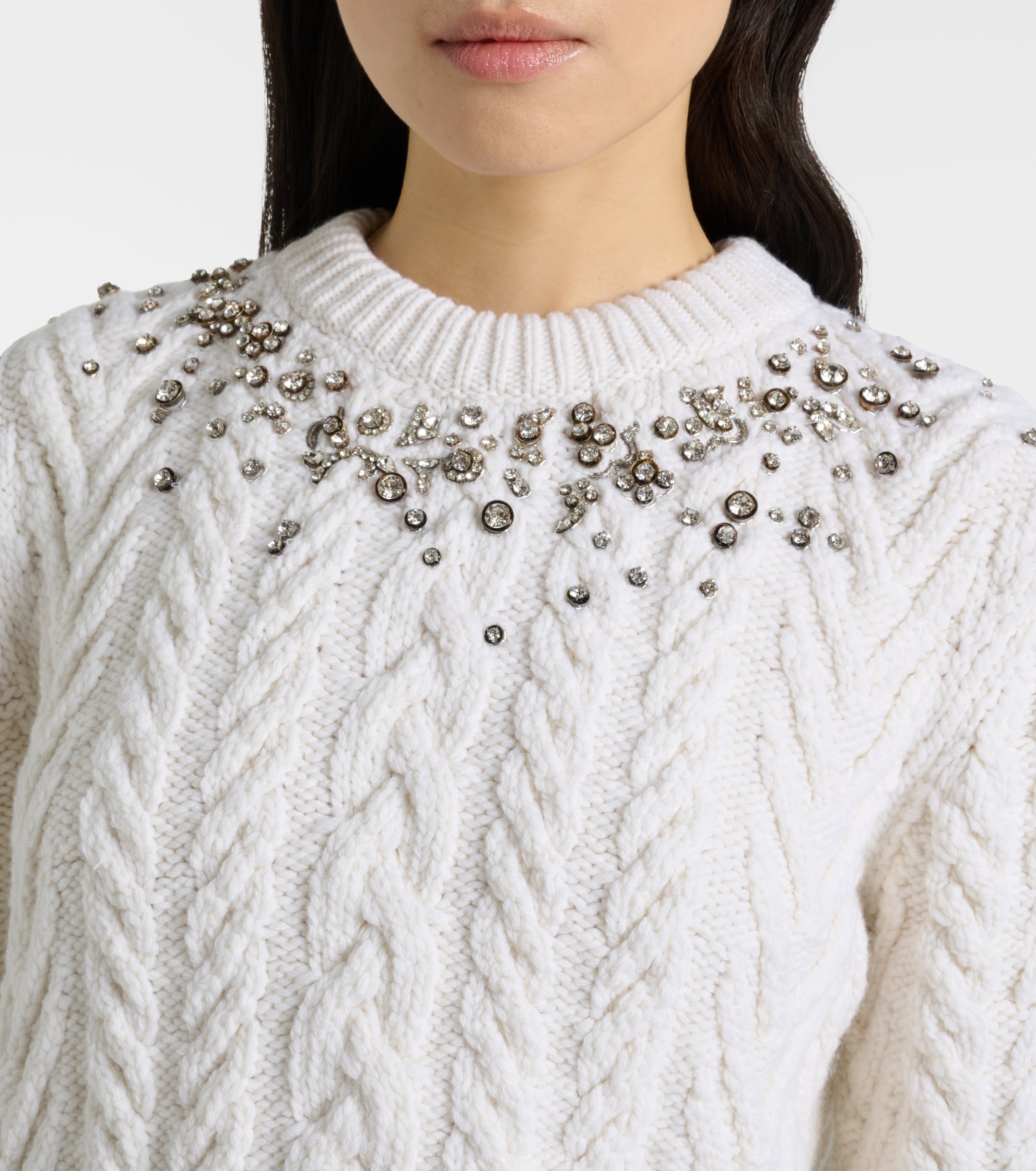 McQueen Embellished wool and cashmere sweater