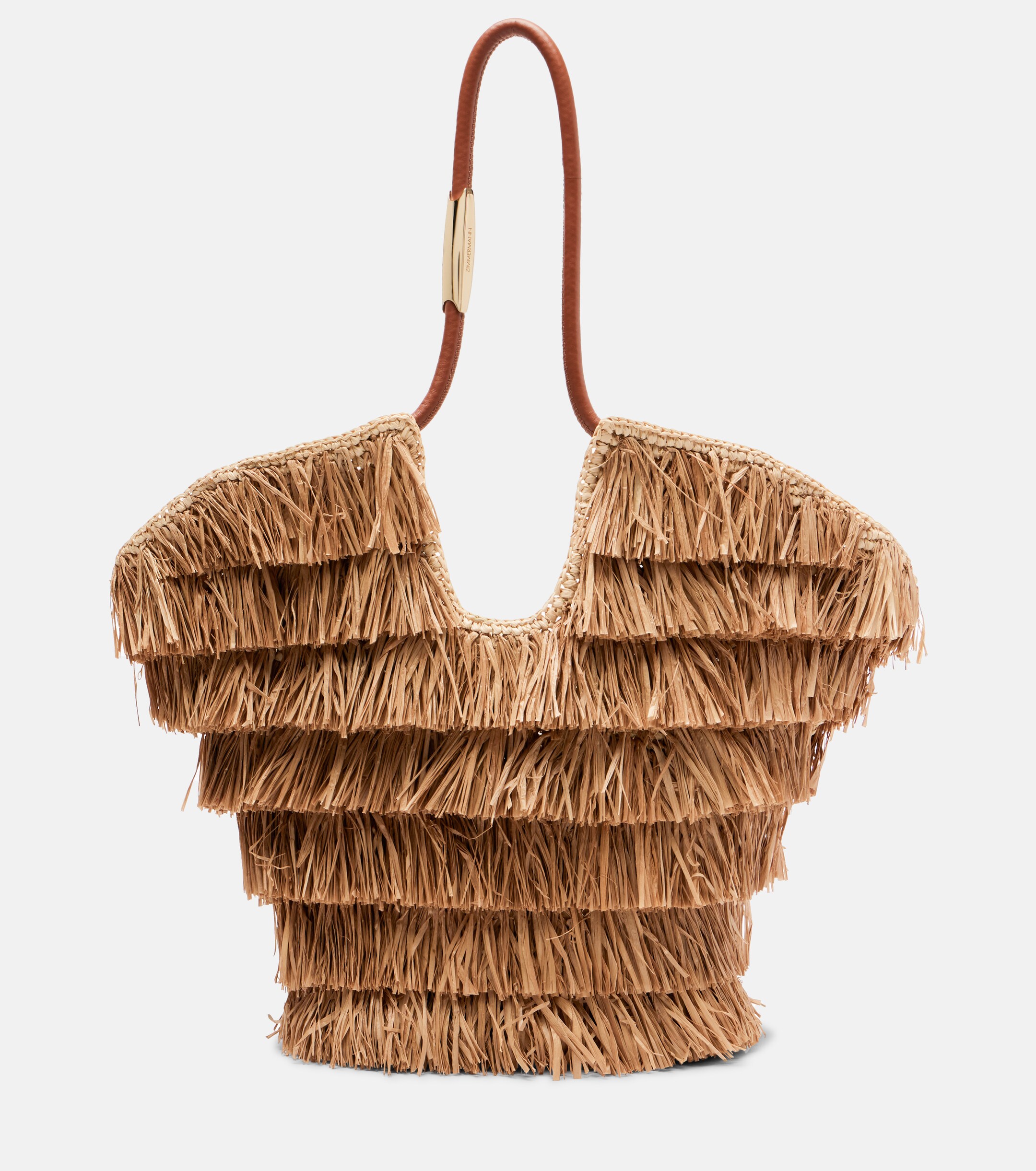 Zimmermann Goldentime Medium raffia tote bag