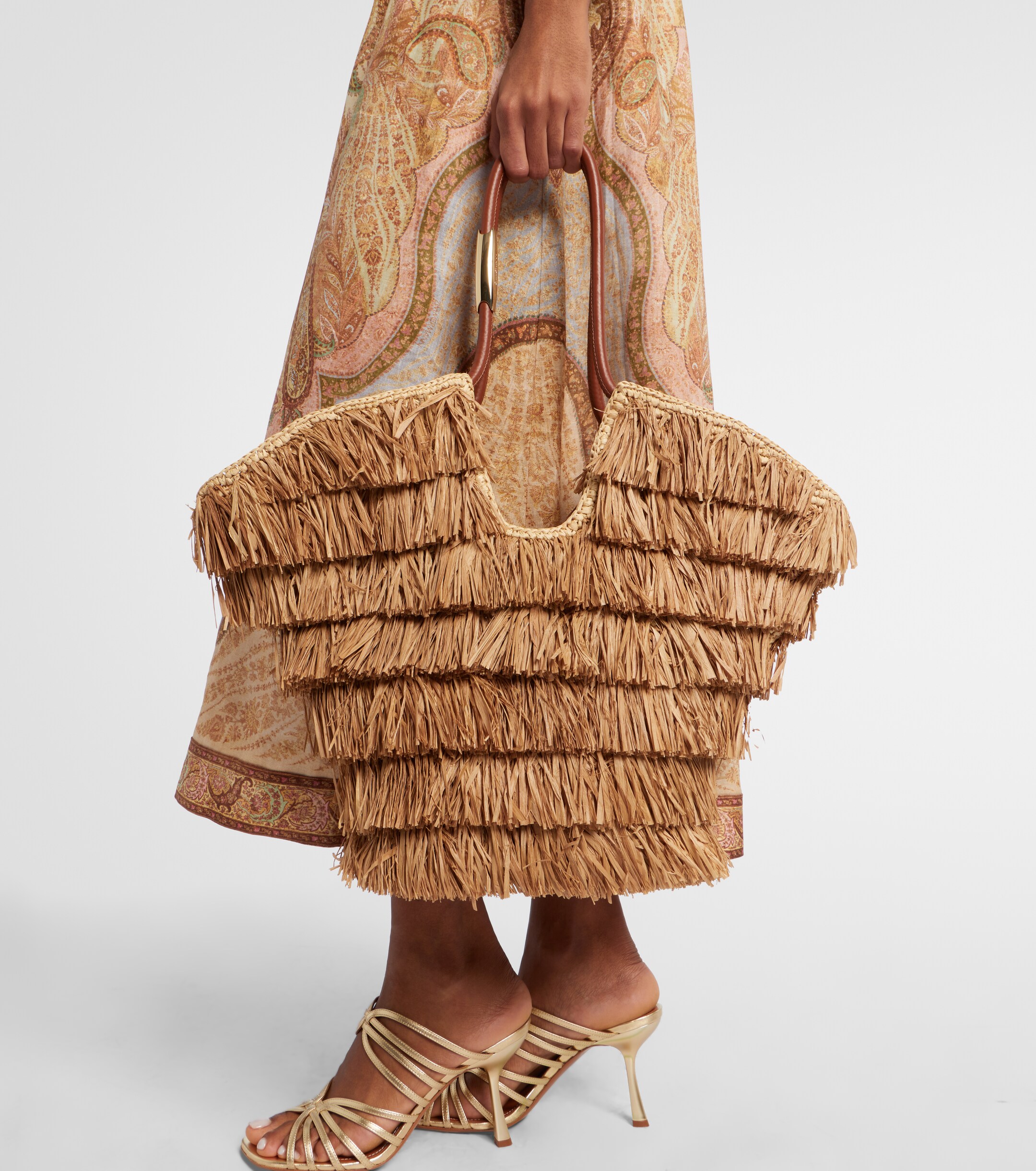 Zimmermann Goldentime Medium raffia tote bag