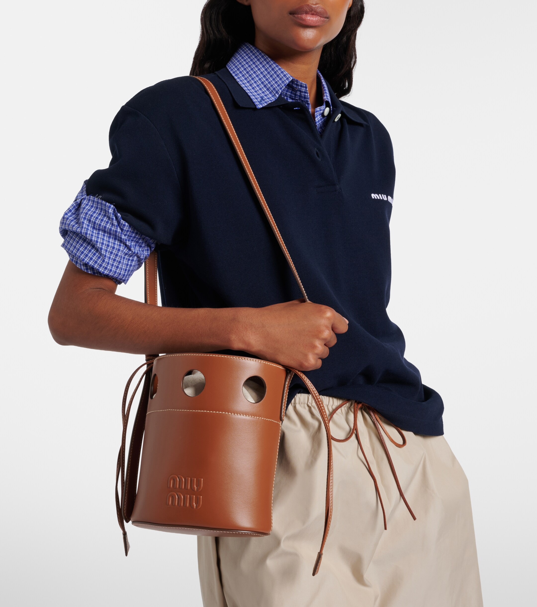 Miu Miu Perforated leather bucket bag