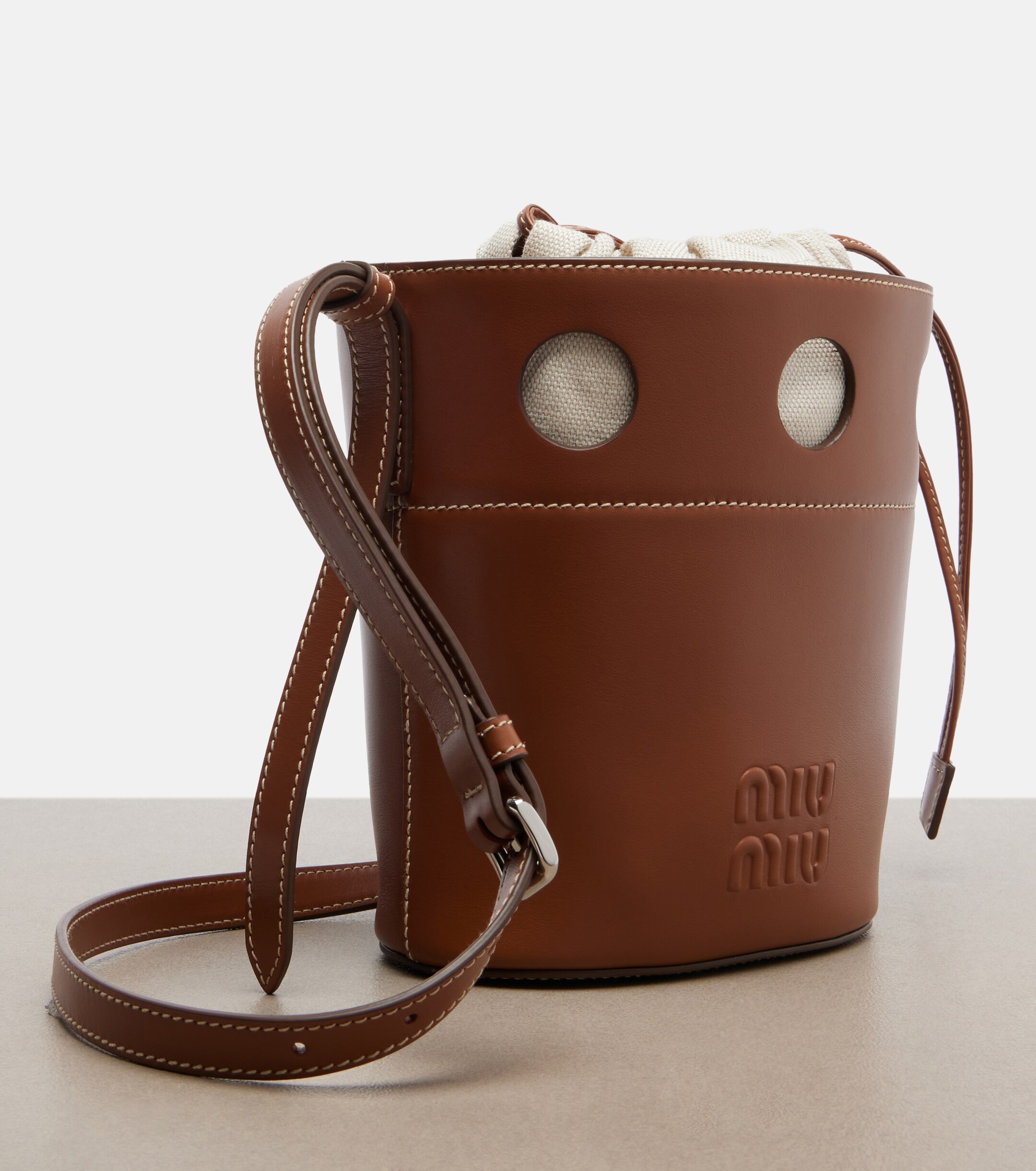 Miu Miu Perforated leather bucket bag