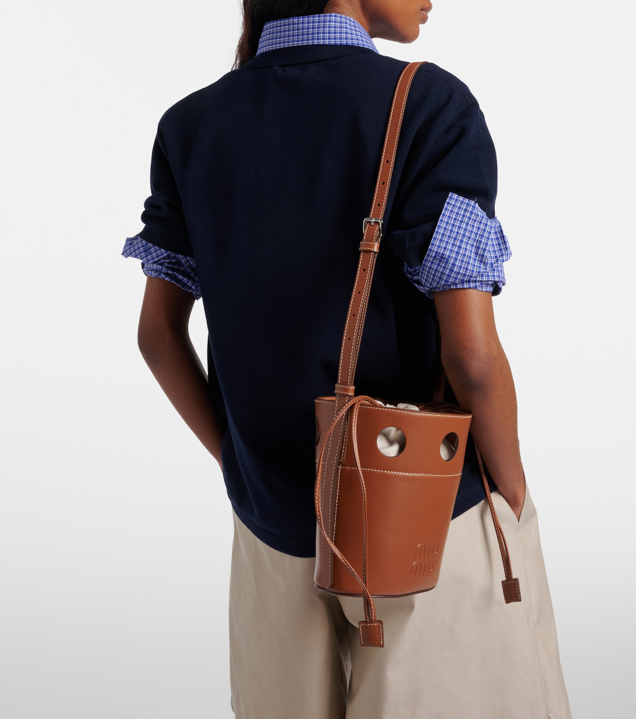 Miu Miu Perforated leather bucket bag