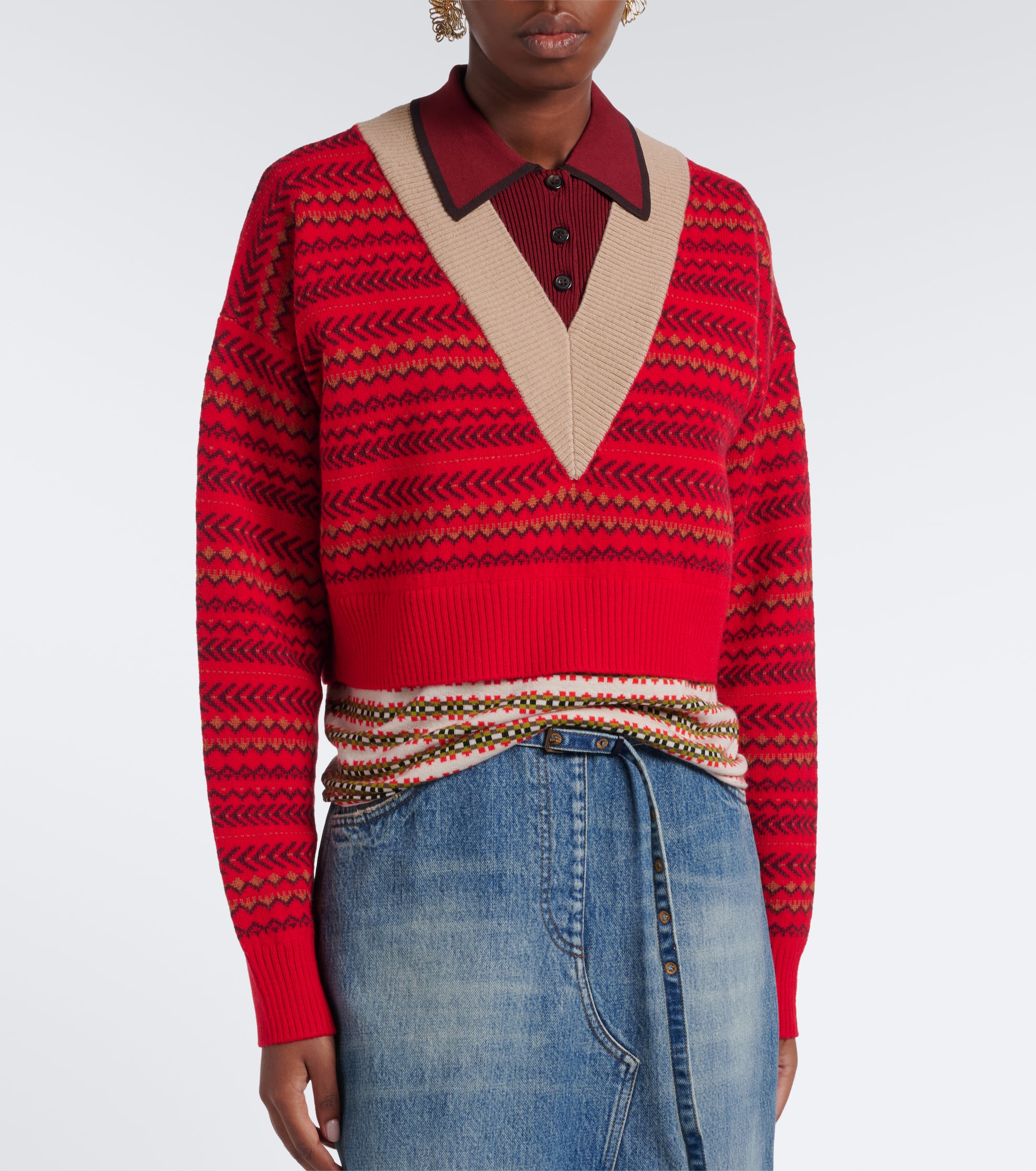 Dries Van Noten Dries Van Noten Jacquard wool-blend polo sweater