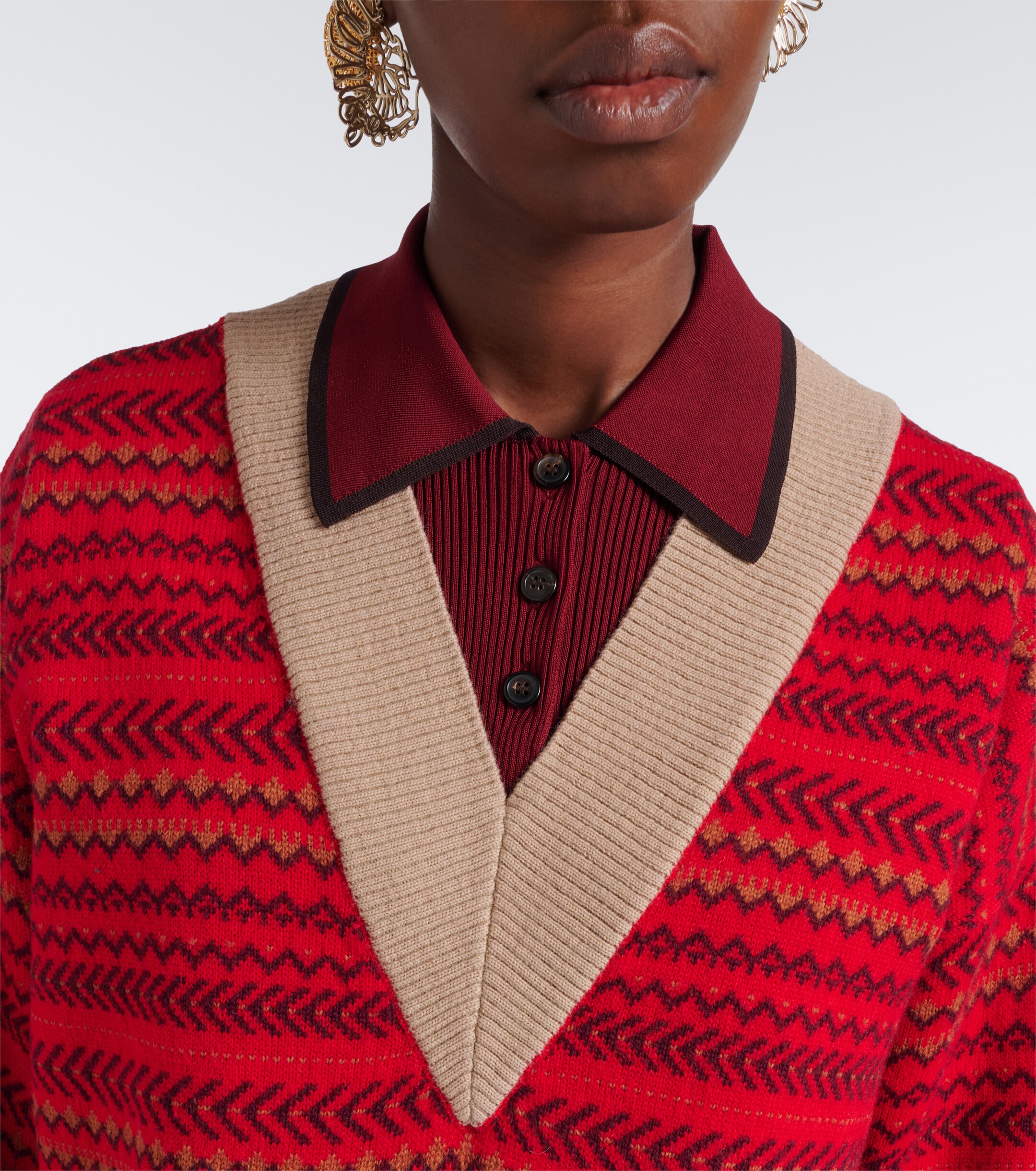 Dries Van Noten Dries Van Noten Jacquard wool-blend polo sweater