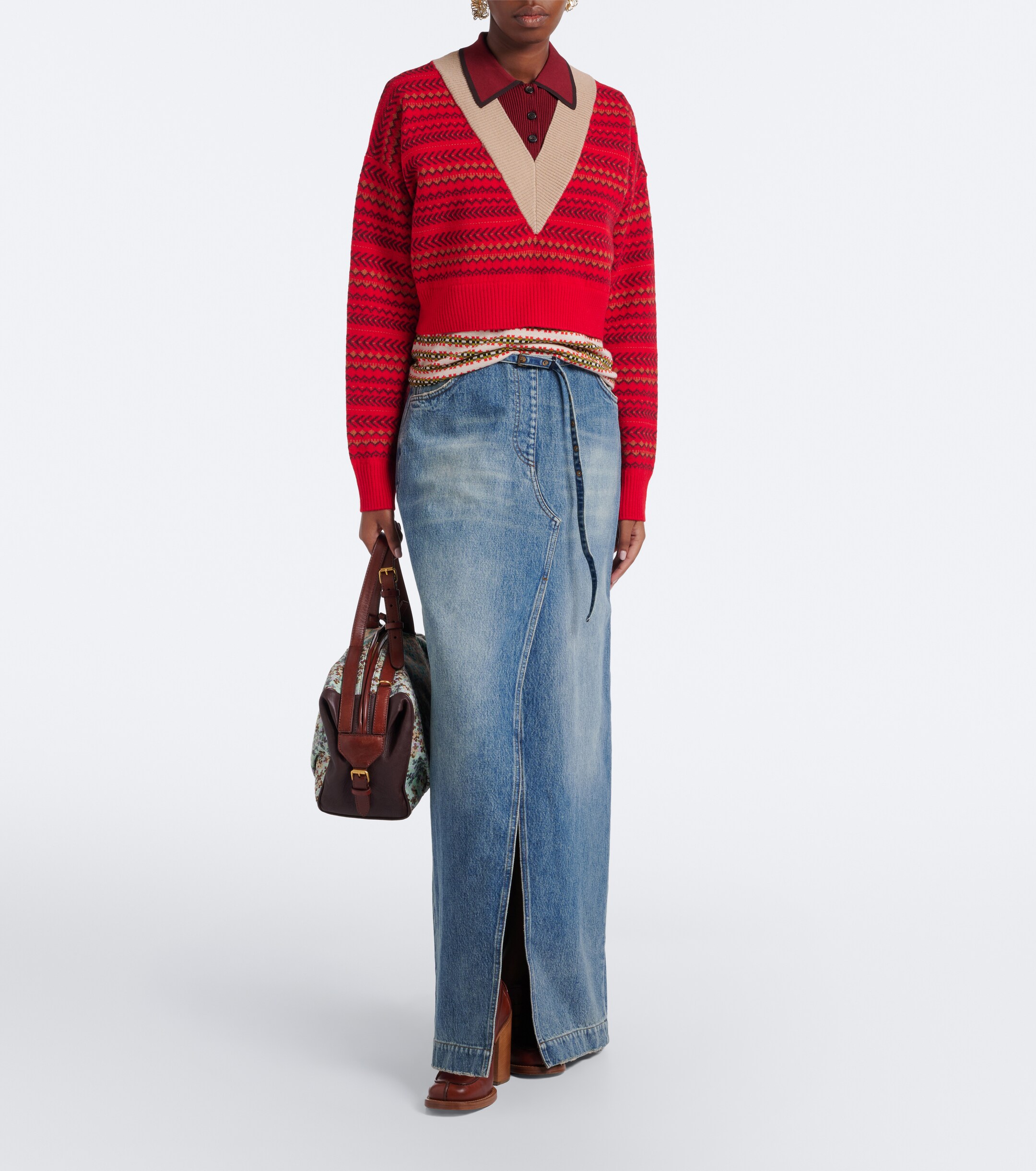 Dries Van Noten Dries Van Noten Jacquard wool-blend polo sweater