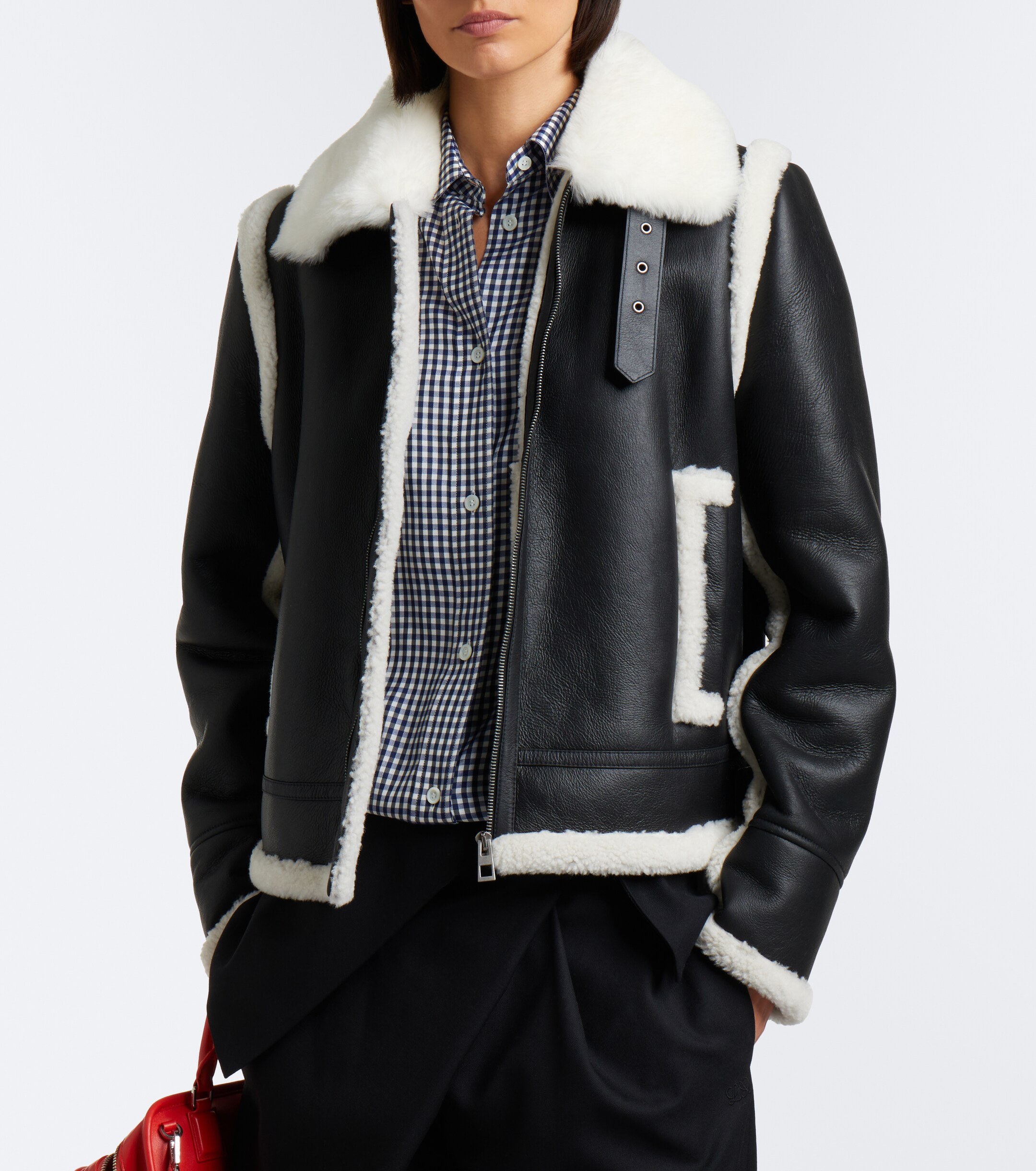 Loewe Loewe Shearling-trimmed leather jacket