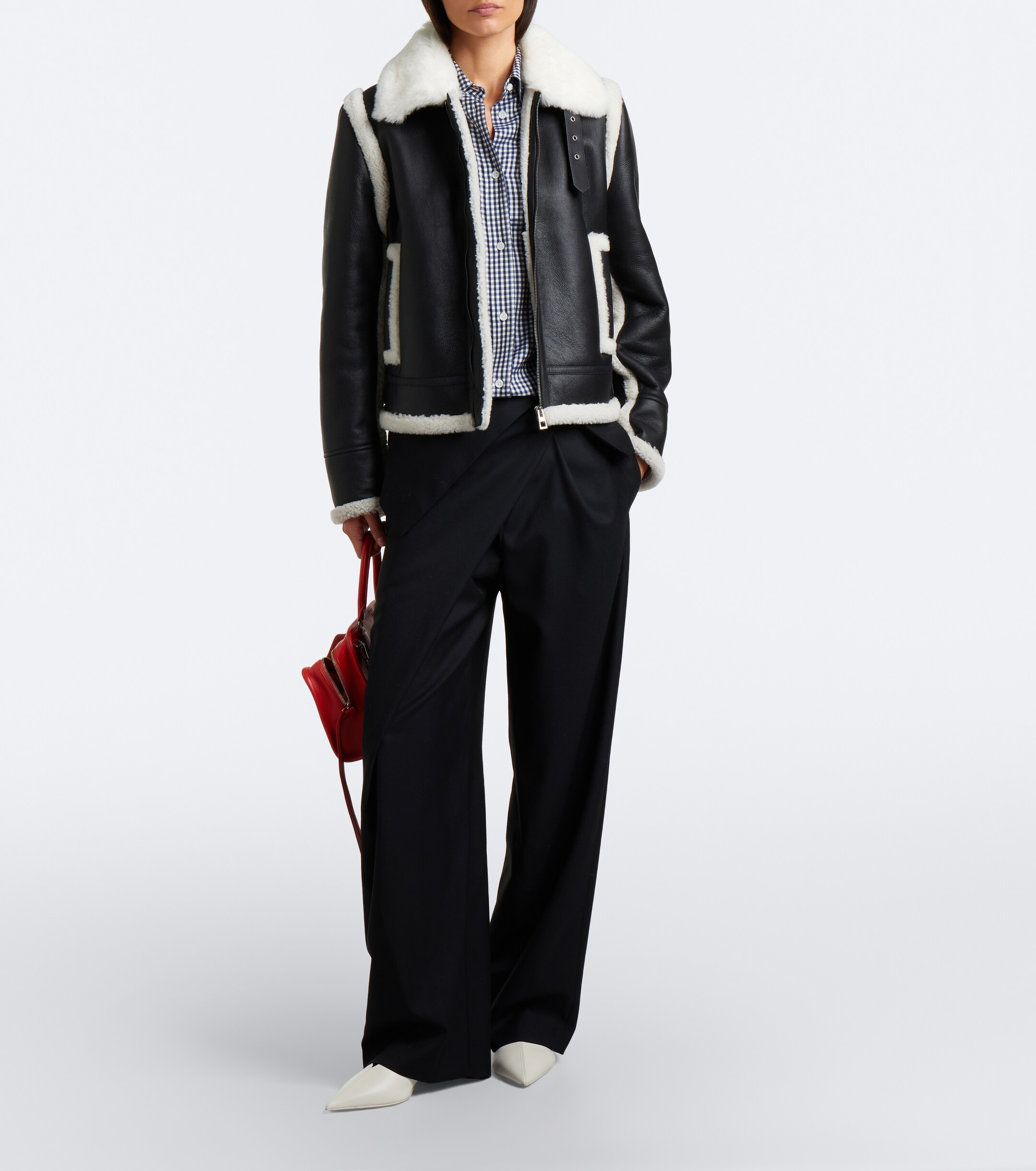 Loewe Loewe Shearling-trimmed leather jacket