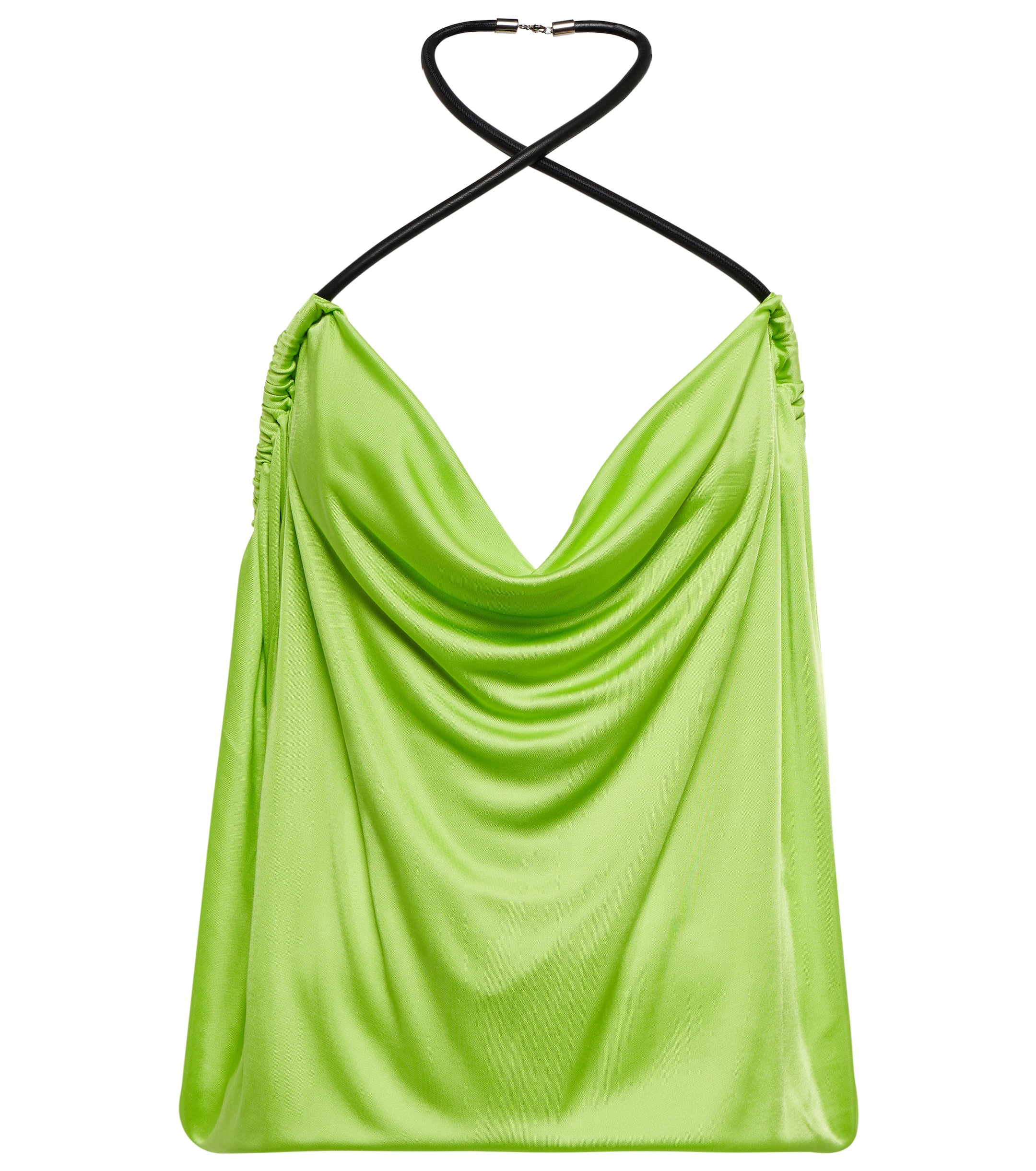THE ATTICO Pauline leather-trimmed top