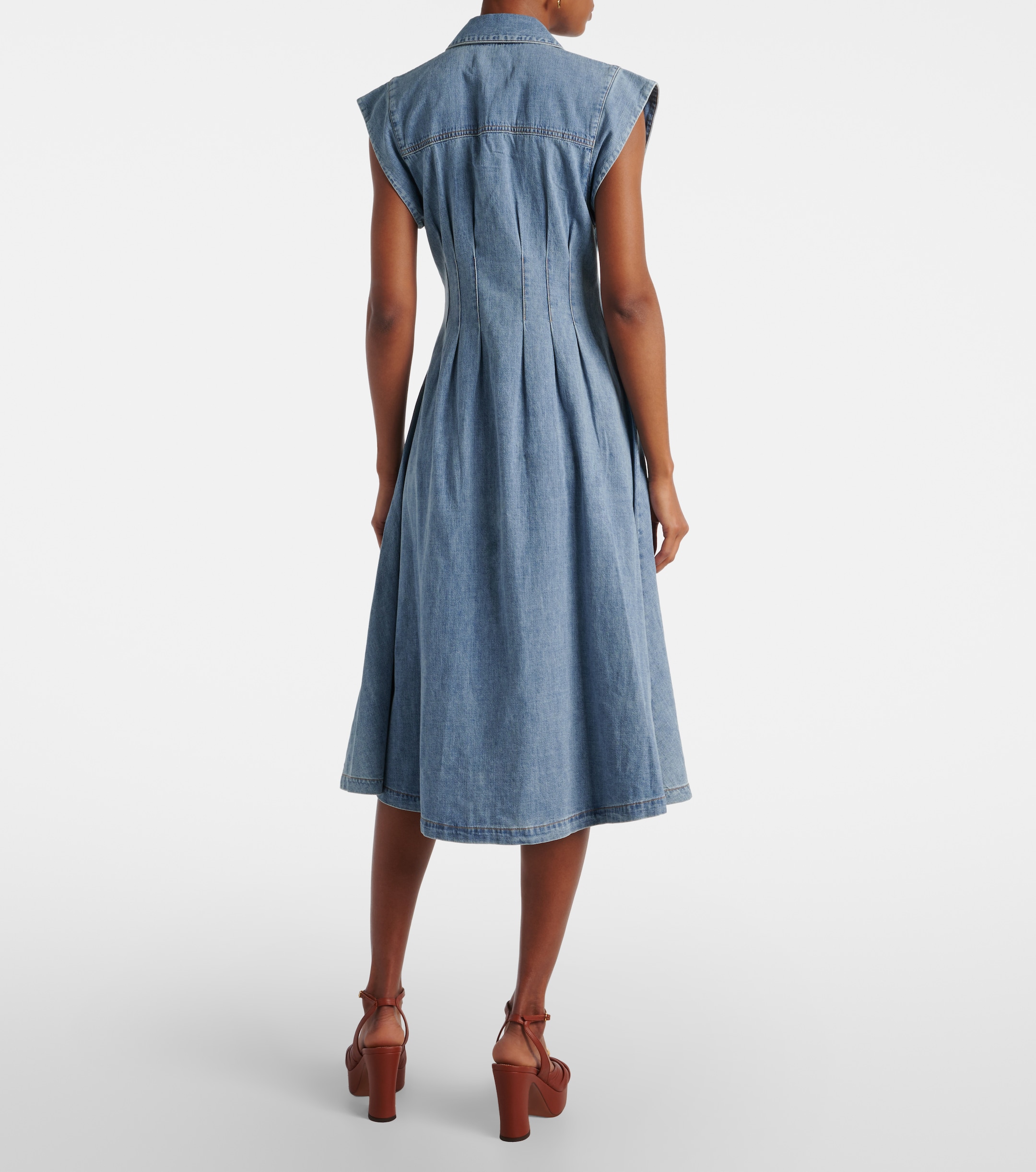 Veronica Beard Ruben denim midi dress thumbnail
