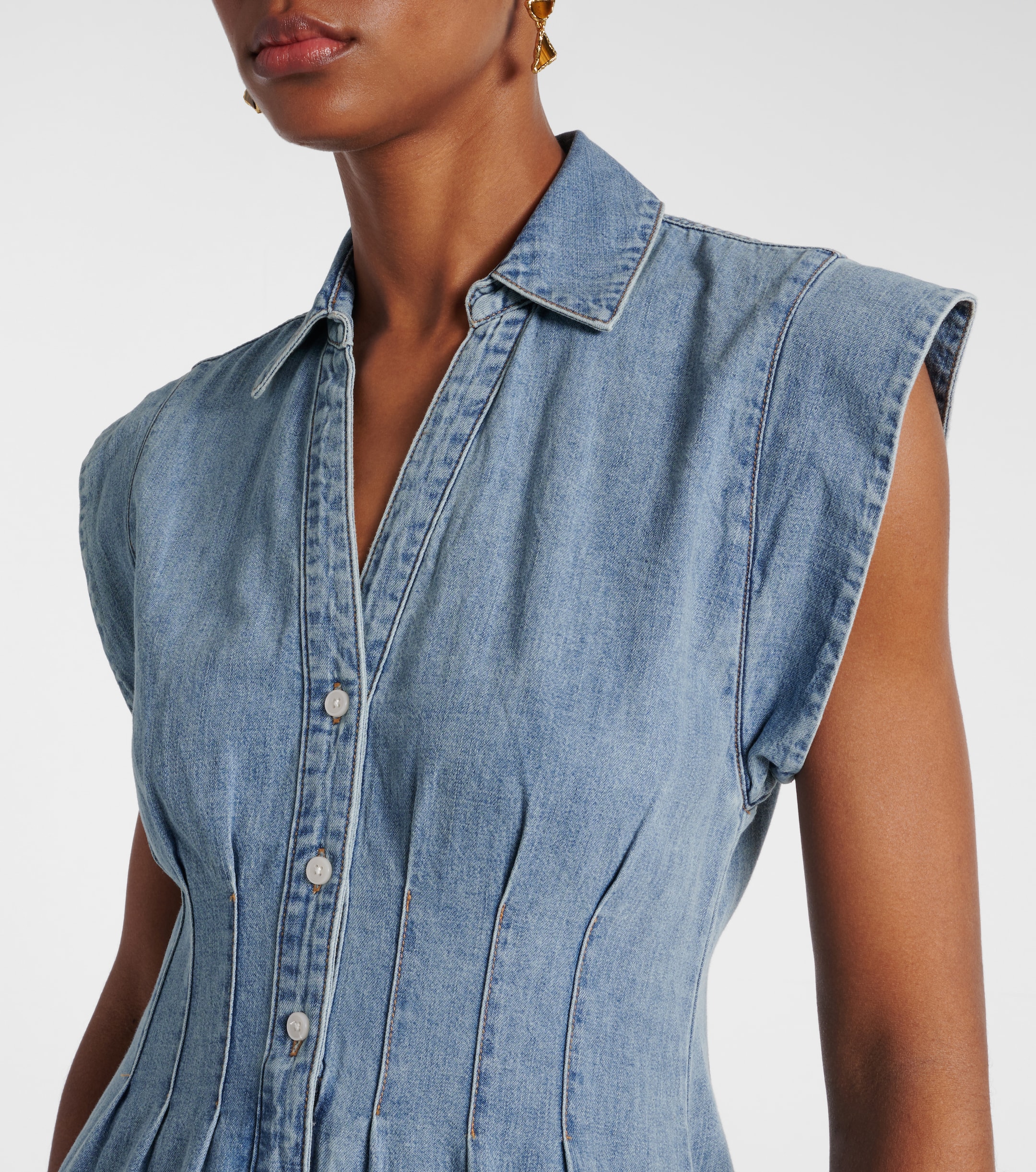 Veronica Beard Ruben denim midi dress thumbnail