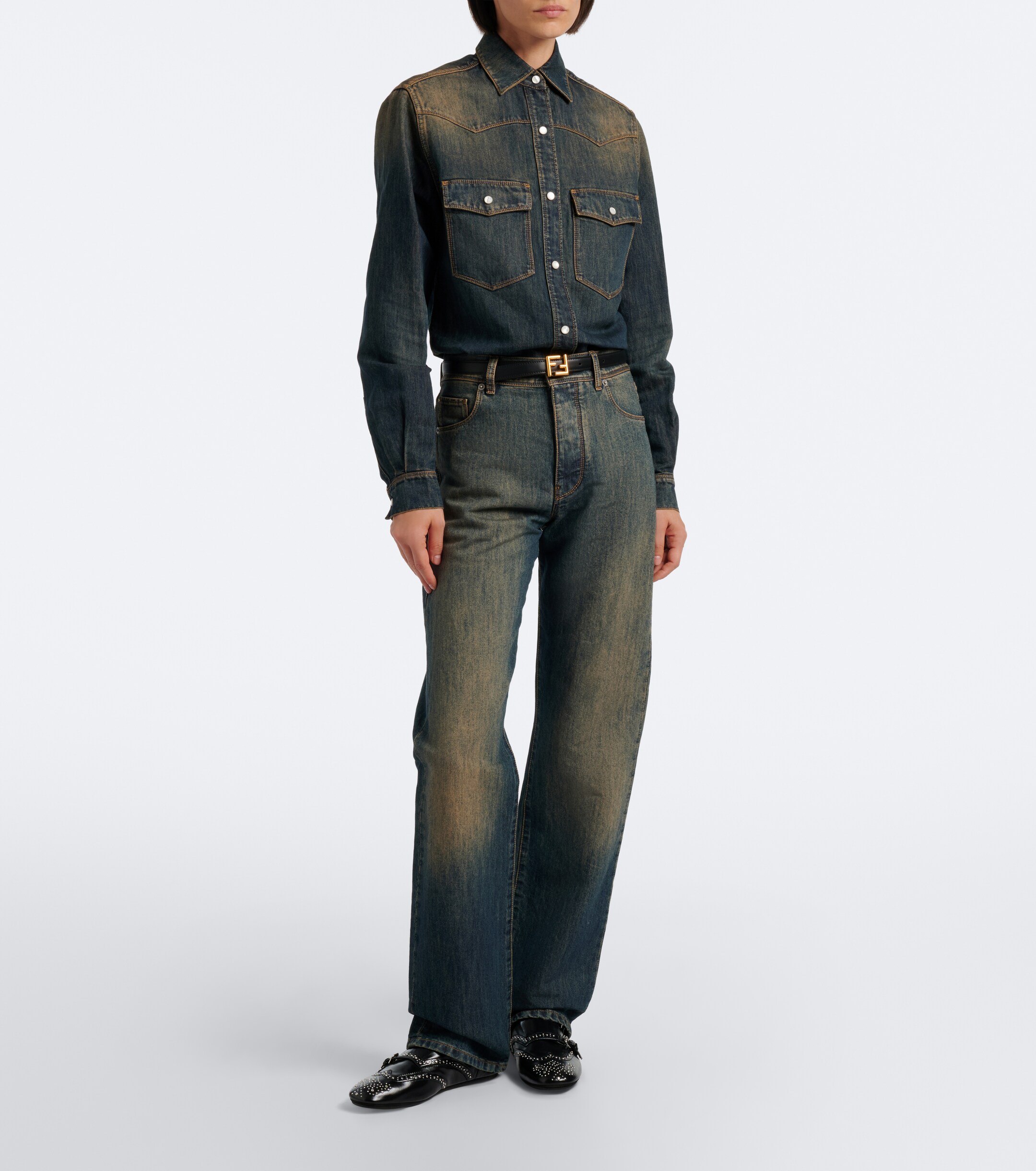 Fendi Fendi Faded wide-leg jeans