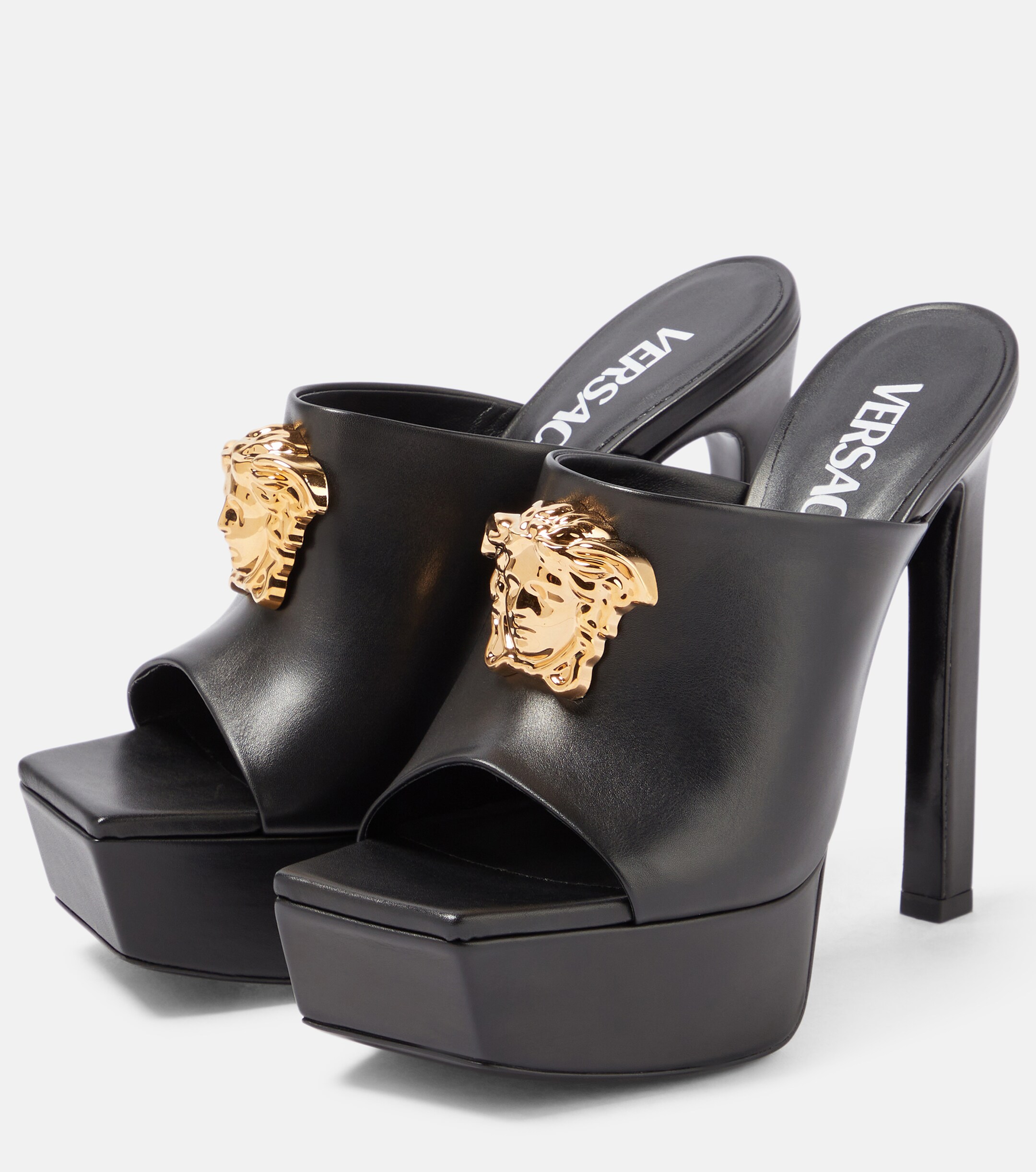 Versace Medusa leather platform mules
