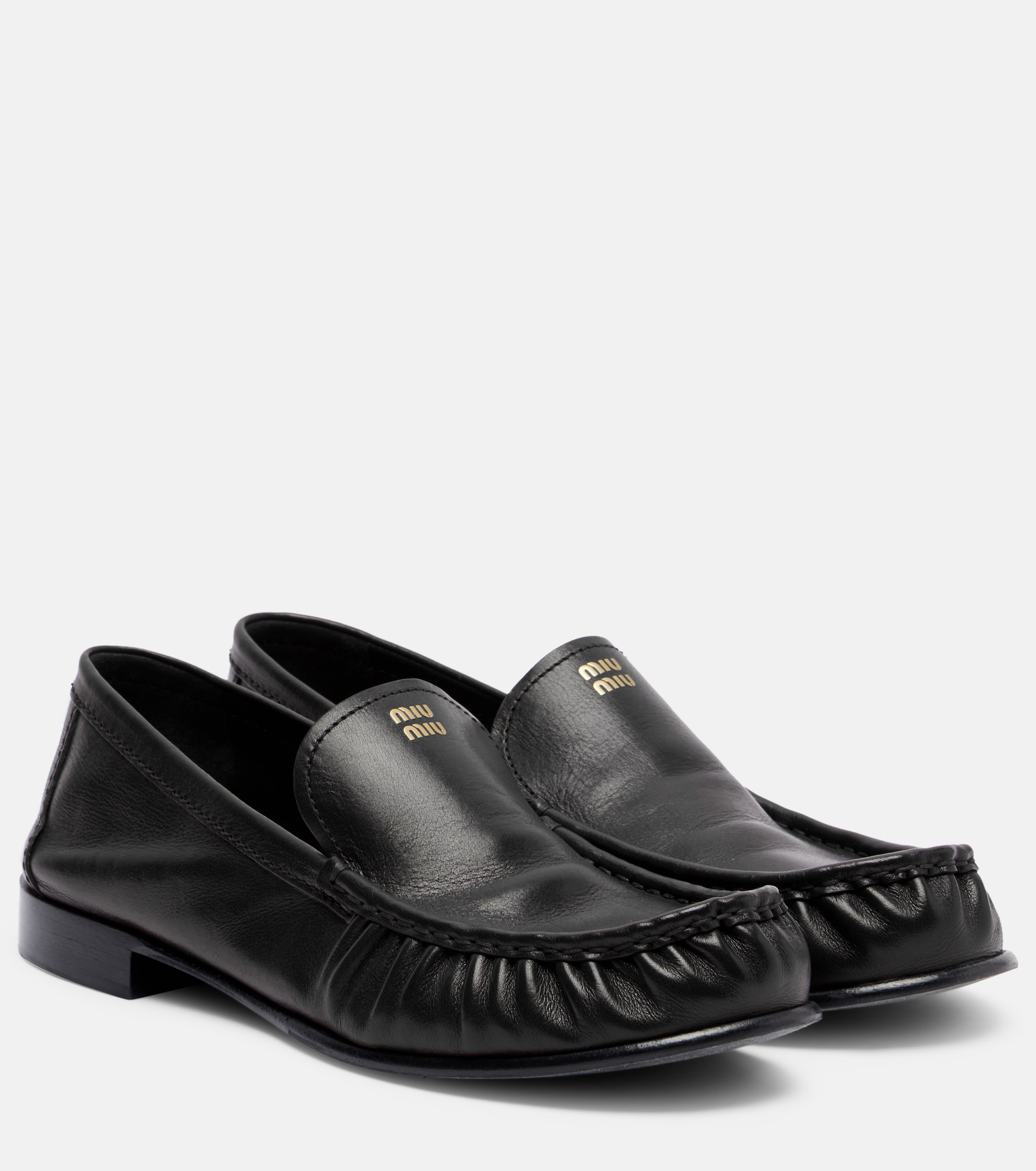 MIUMIU レザー　ローファー　Loafers PRADA Miu Miu - Logo leather loafers | Plush
