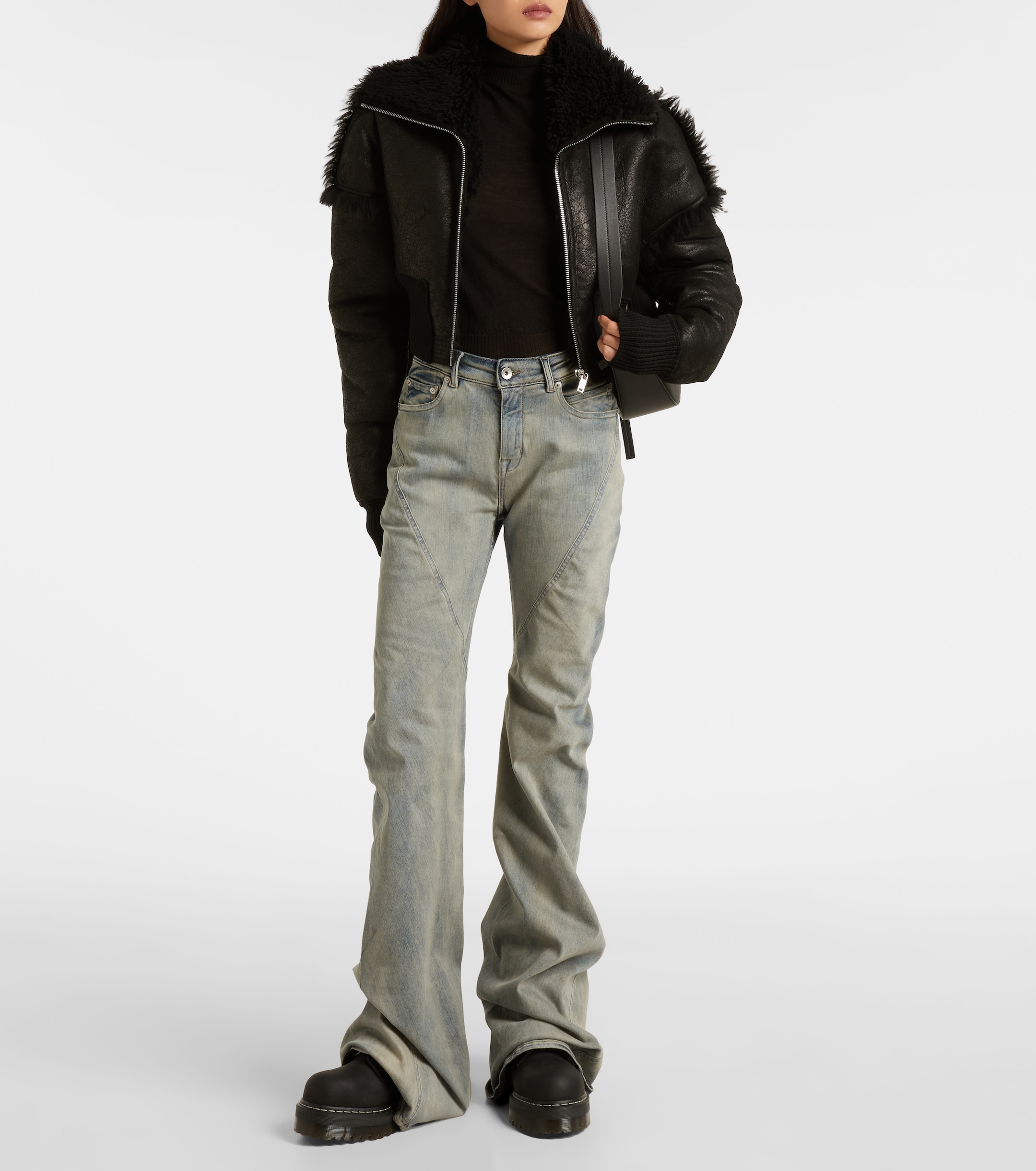 Rick Owens - x Dr. Martens DRKSHDW Quad platform leather boots | Plush