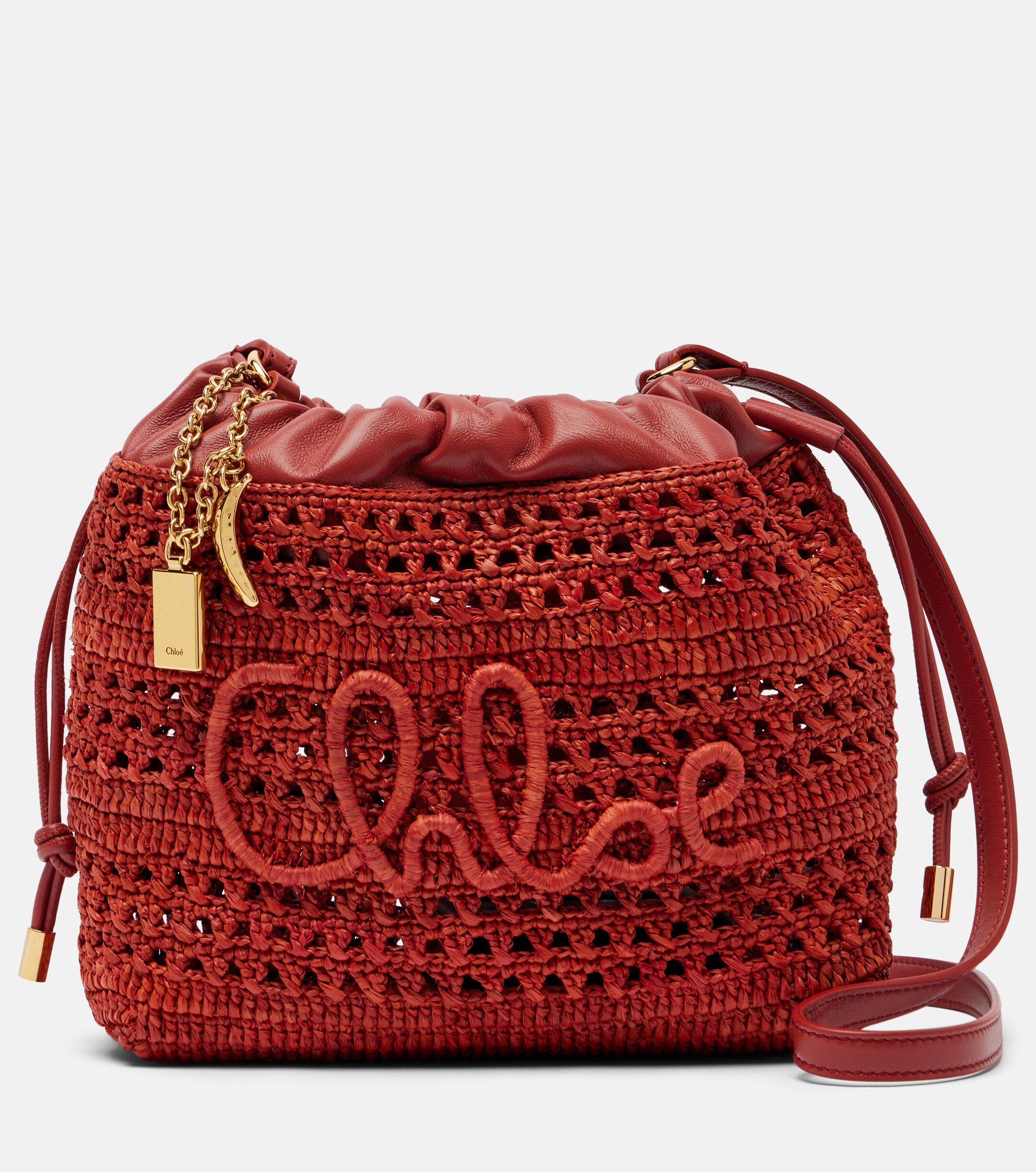 Chloé Summer Banana Mini raffia shoulder bag