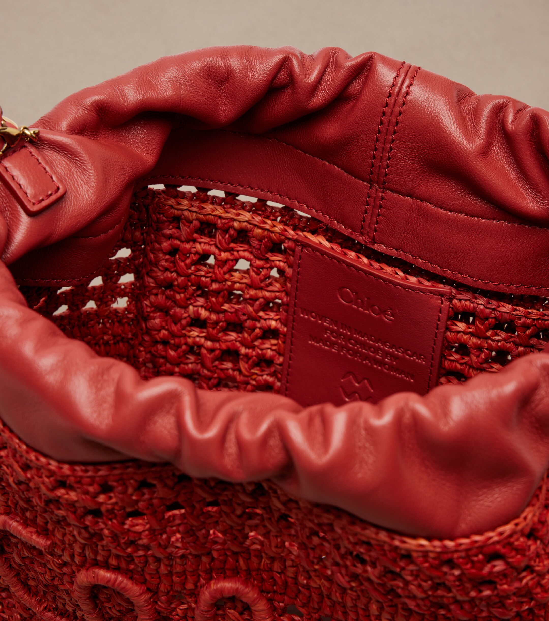 Chloé Summer Banana Mini raffia shoulder bag