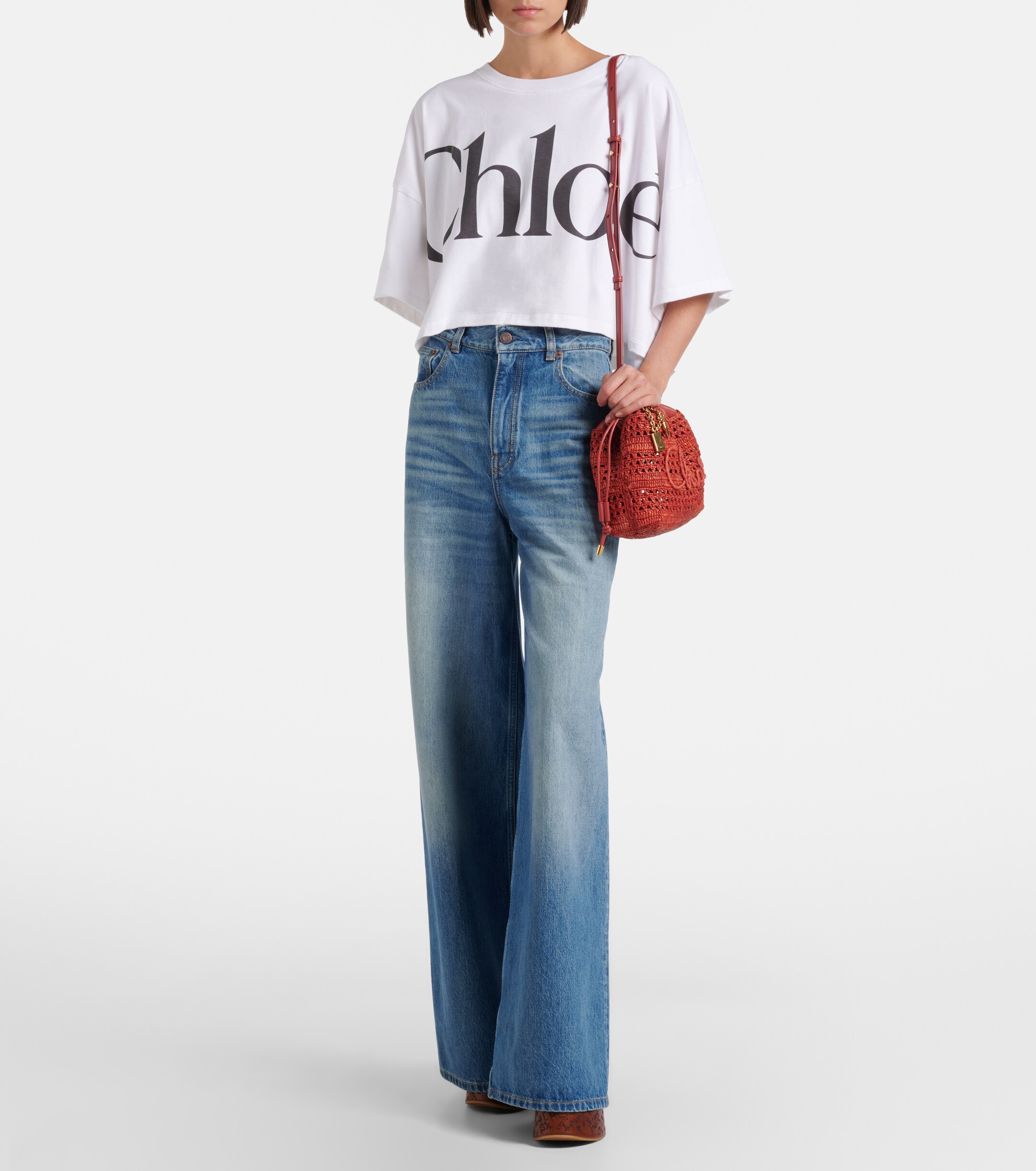 Chloé Summer Banana Mini raffia shoulder bag