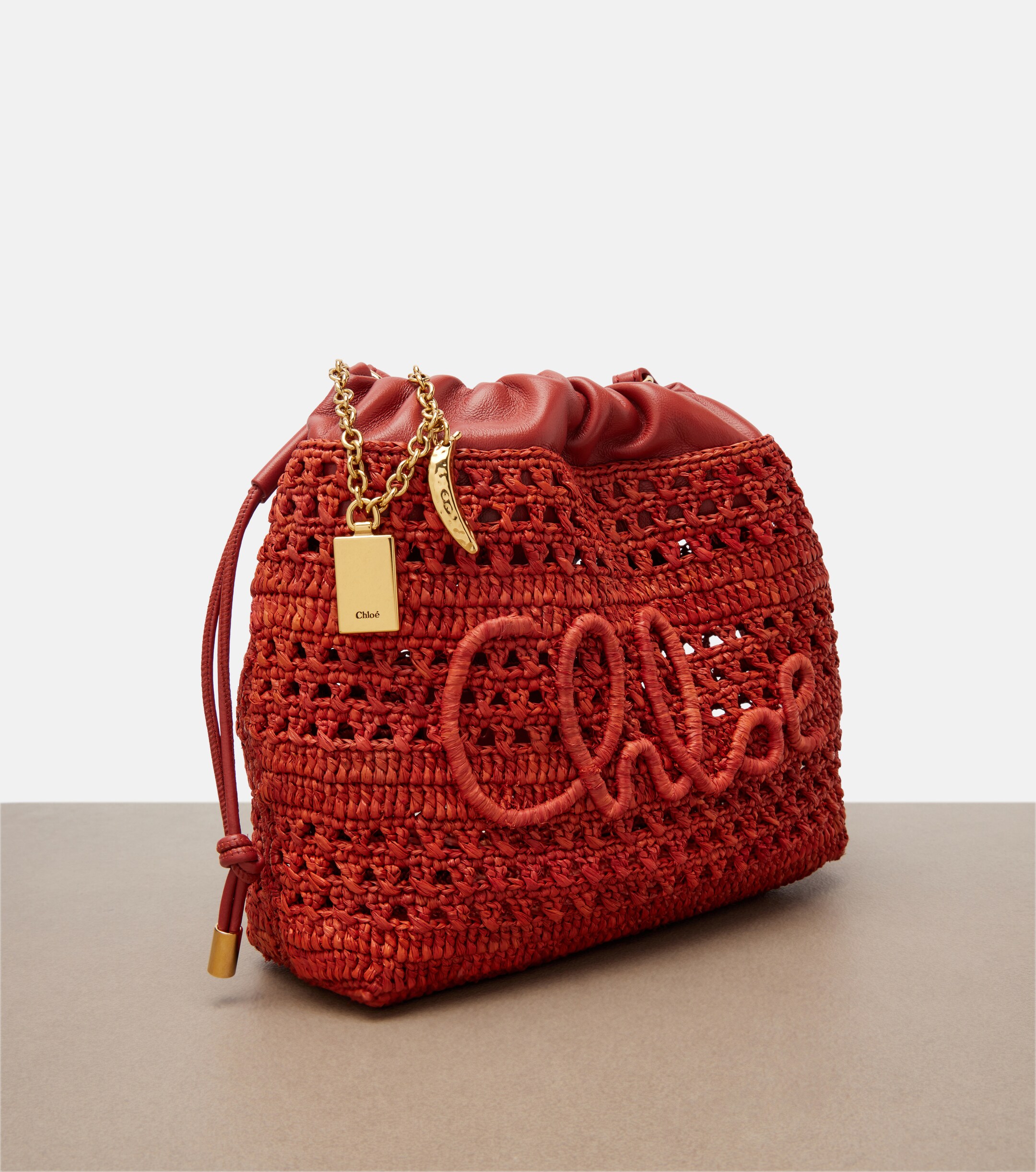 Chloé Summer Banana Mini raffia shoulder bag