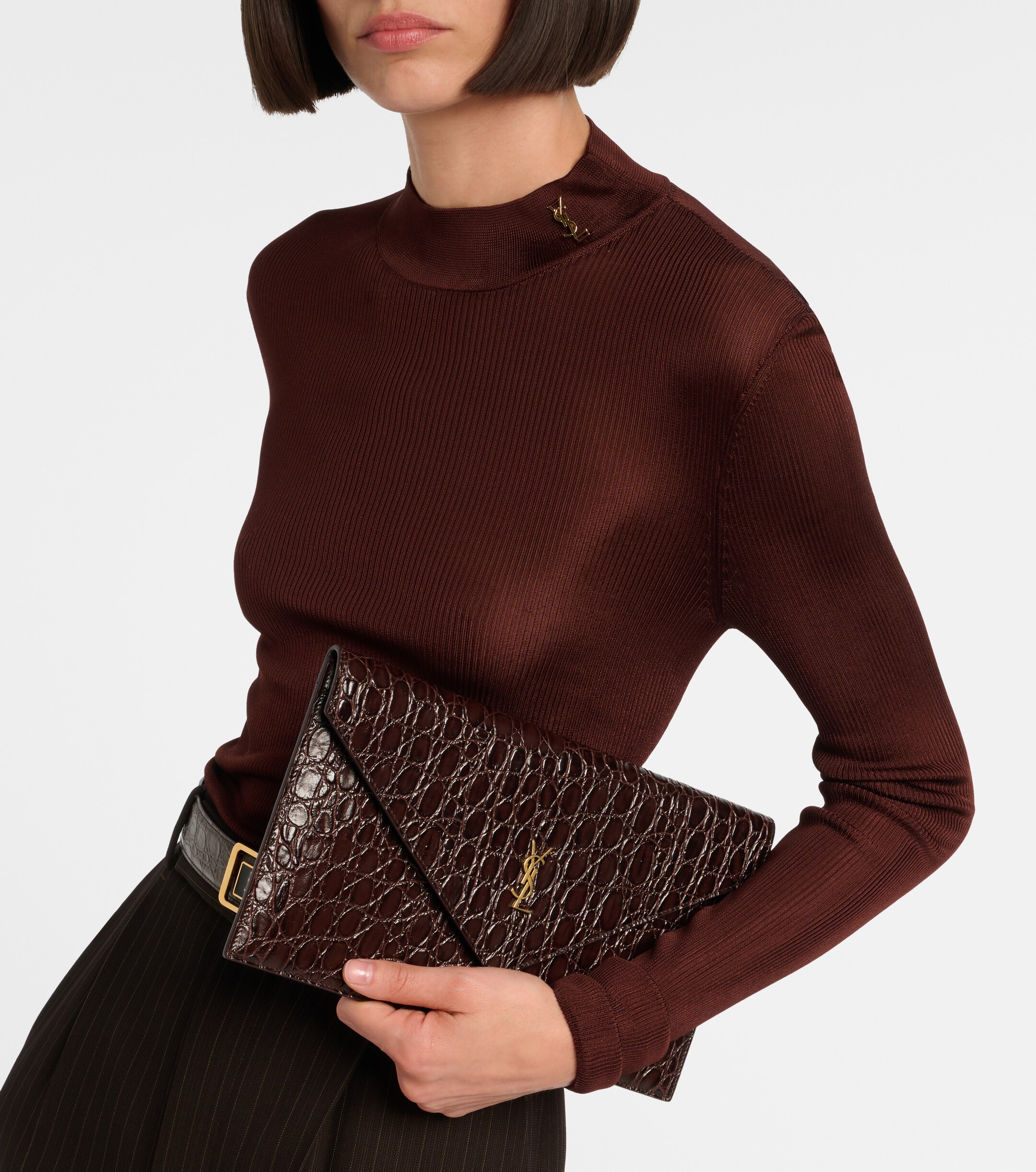 Saint Laurent Paris Cassandre leather clutch