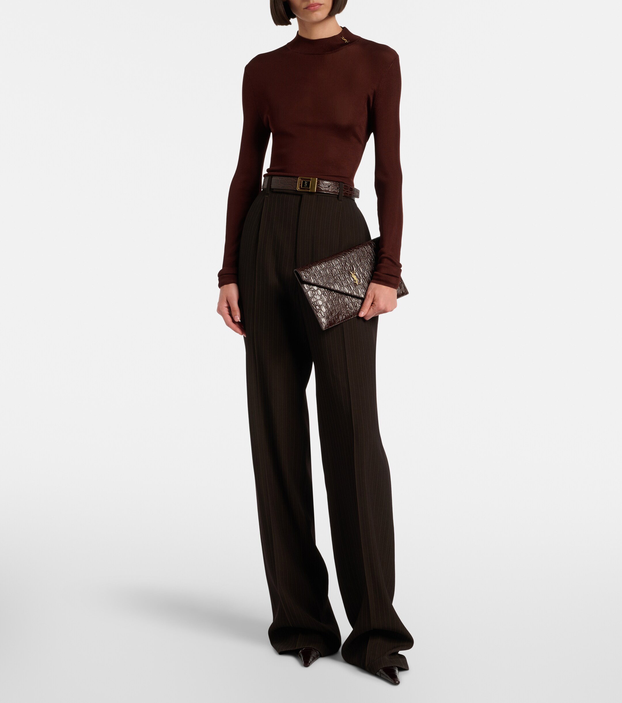 Saint Laurent Paris Cassandre leather clutch