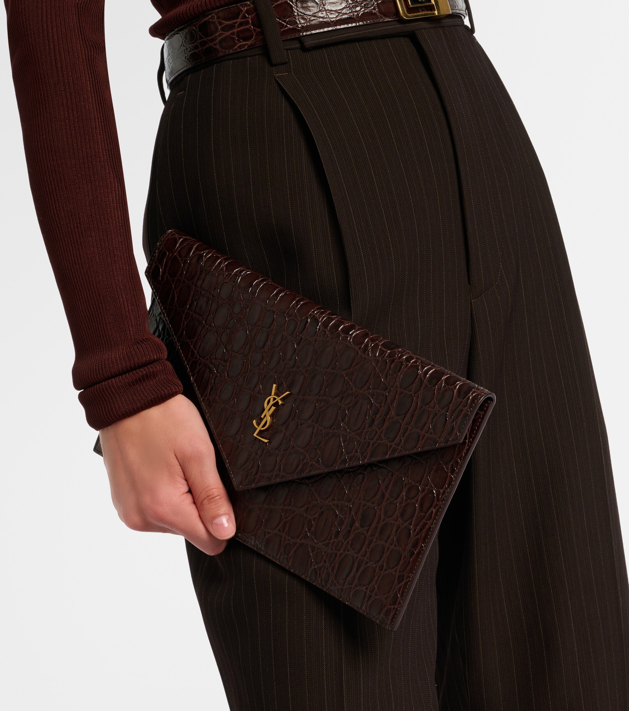Saint Laurent Paris Cassandre leather clutch