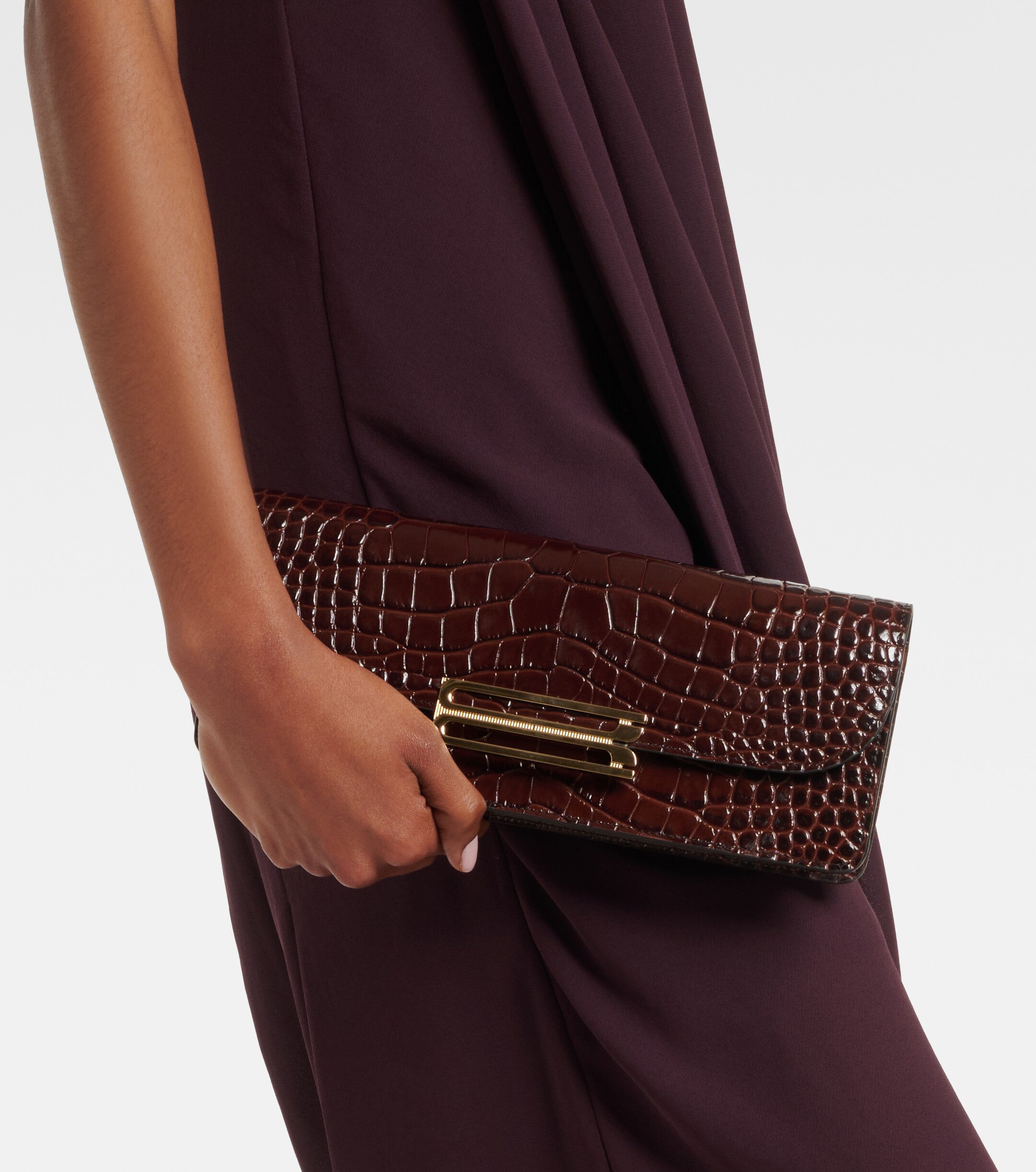 Victoria Beckham Dorian East-West croc-effect leather clutch