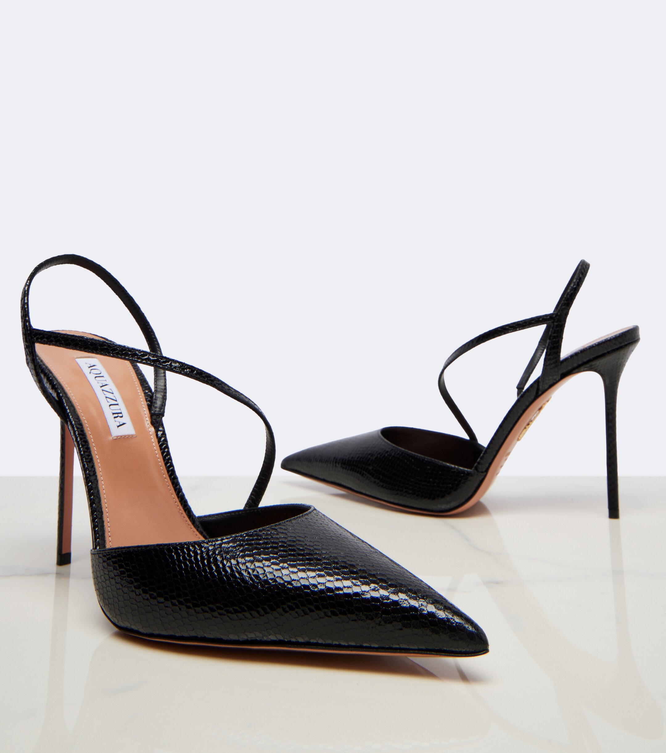 AQUAZZURA Aquazzura Dynasty snake-effect leather pumps