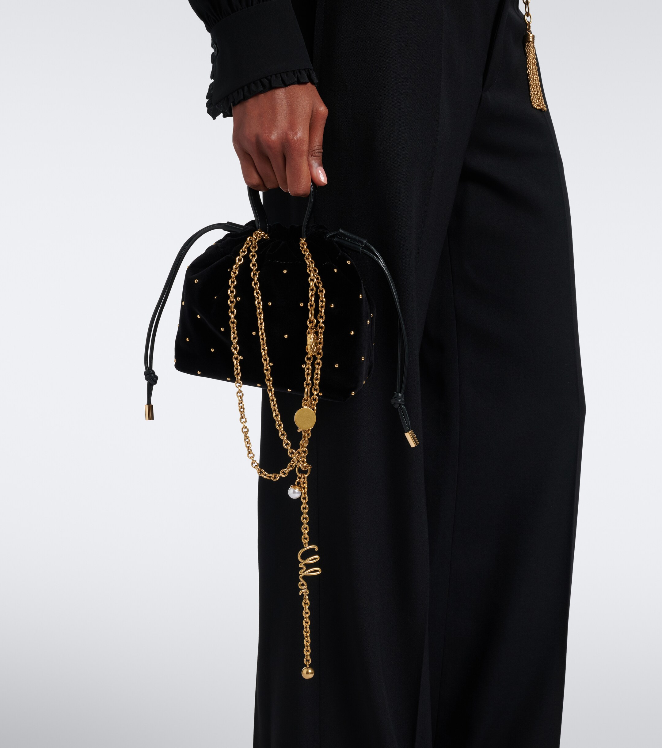 Chloé Chloé Icons Mini studded velvet shoulder bag