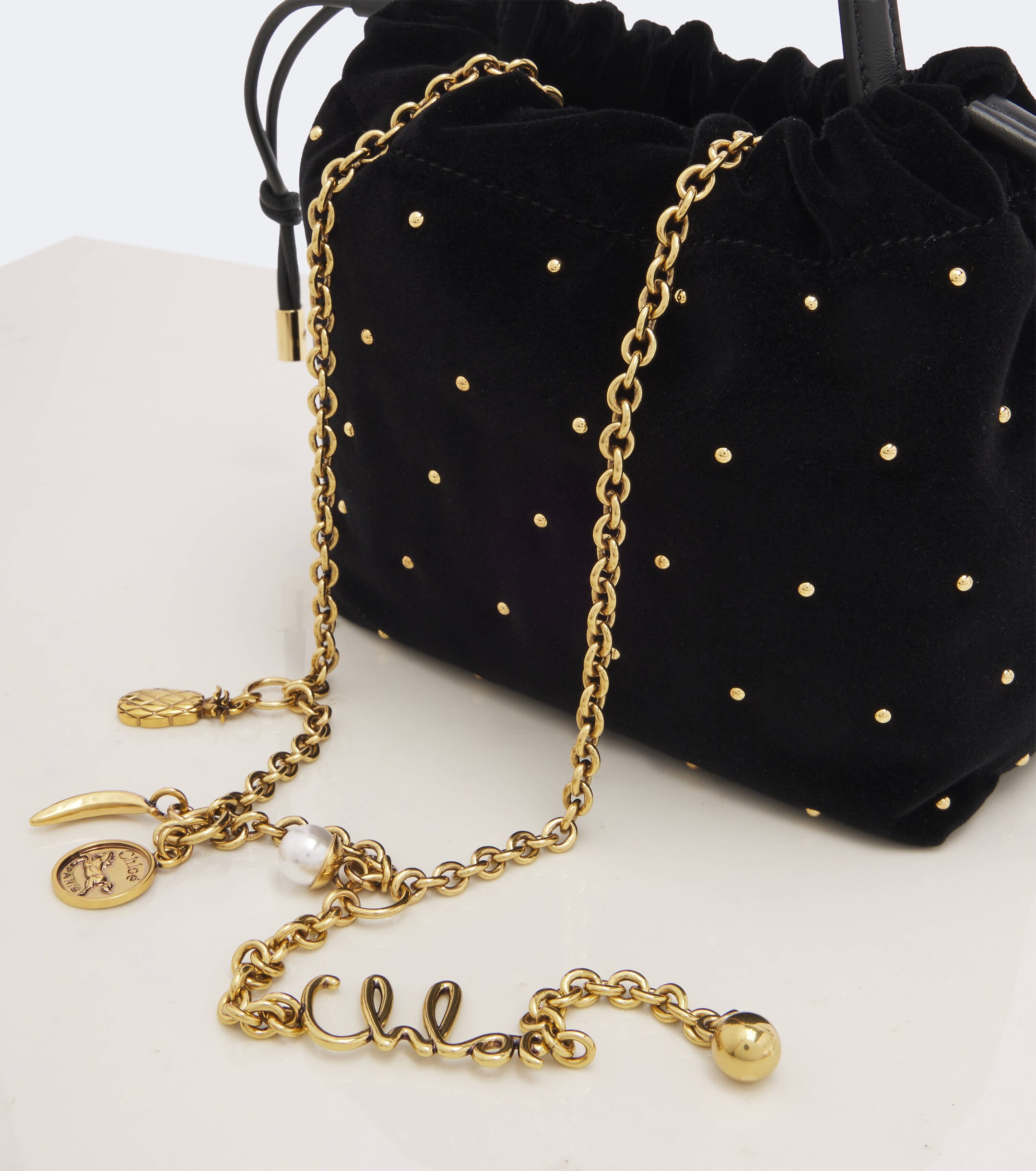 Chloé Chloé Icons Mini studded velvet shoulder bag
