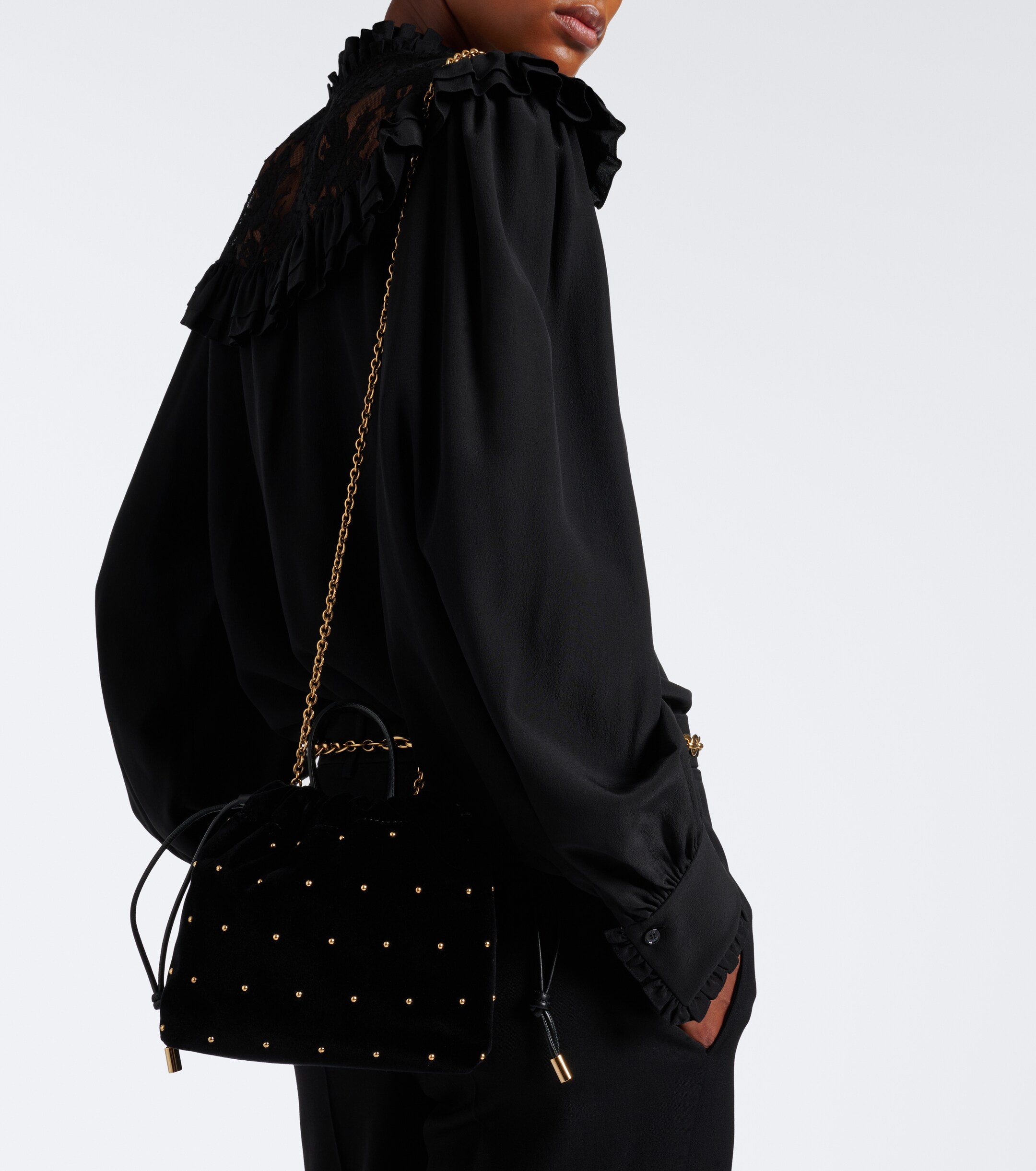 Chloé Chloé Icons Mini studded velvet shoulder bag