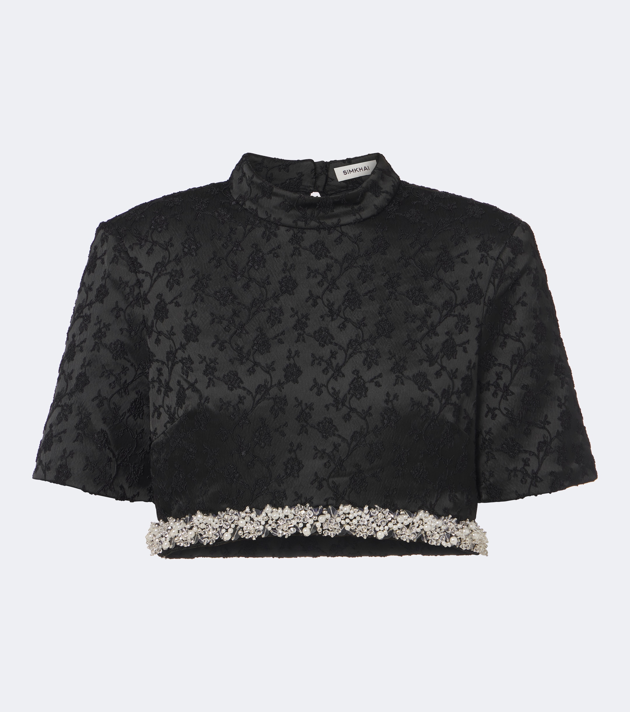 SIMKHAI Simkhai Jalen embellished jacquard crop top