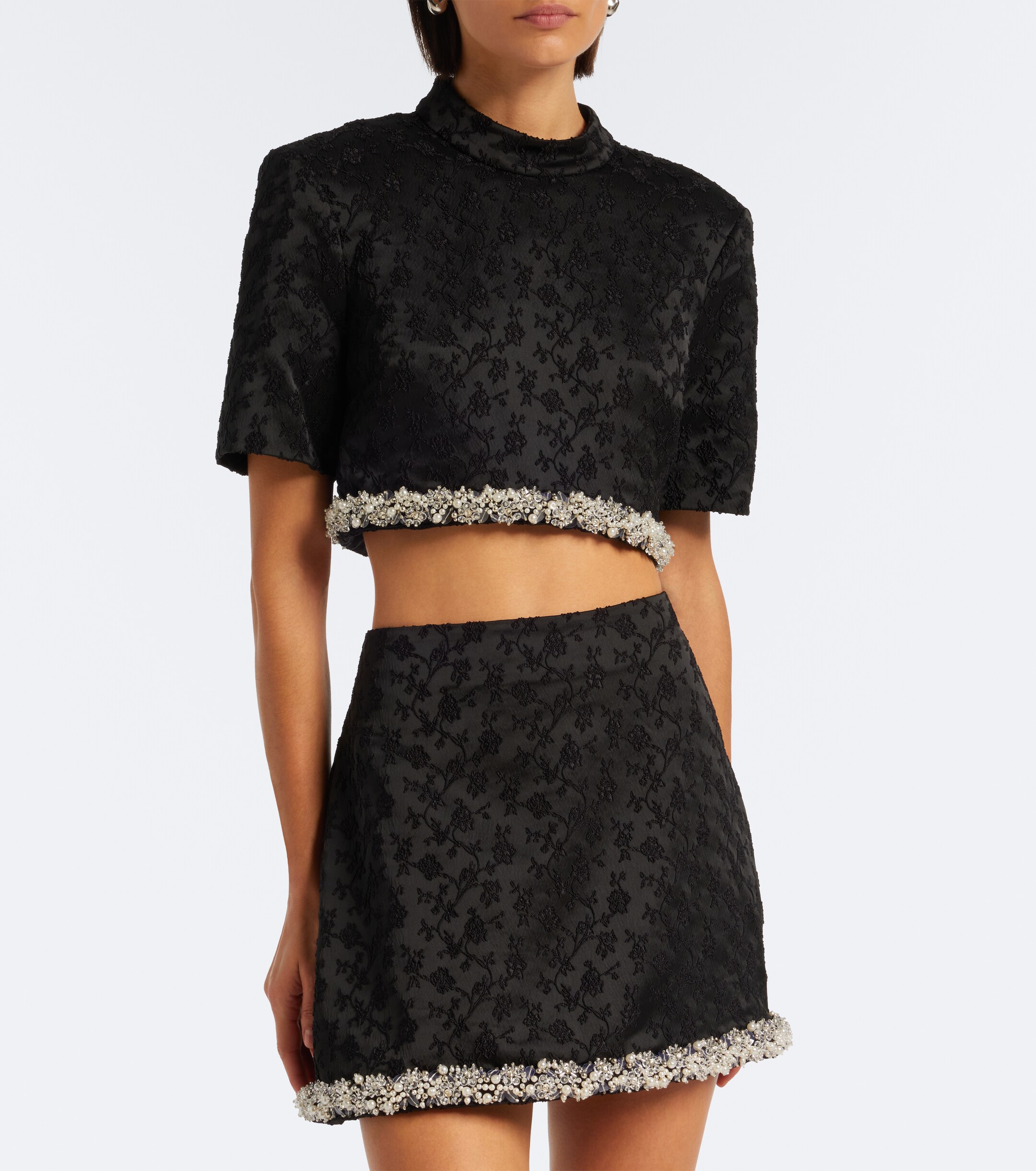 SIMKHAI Simkhai Jalen embellished jacquard crop top