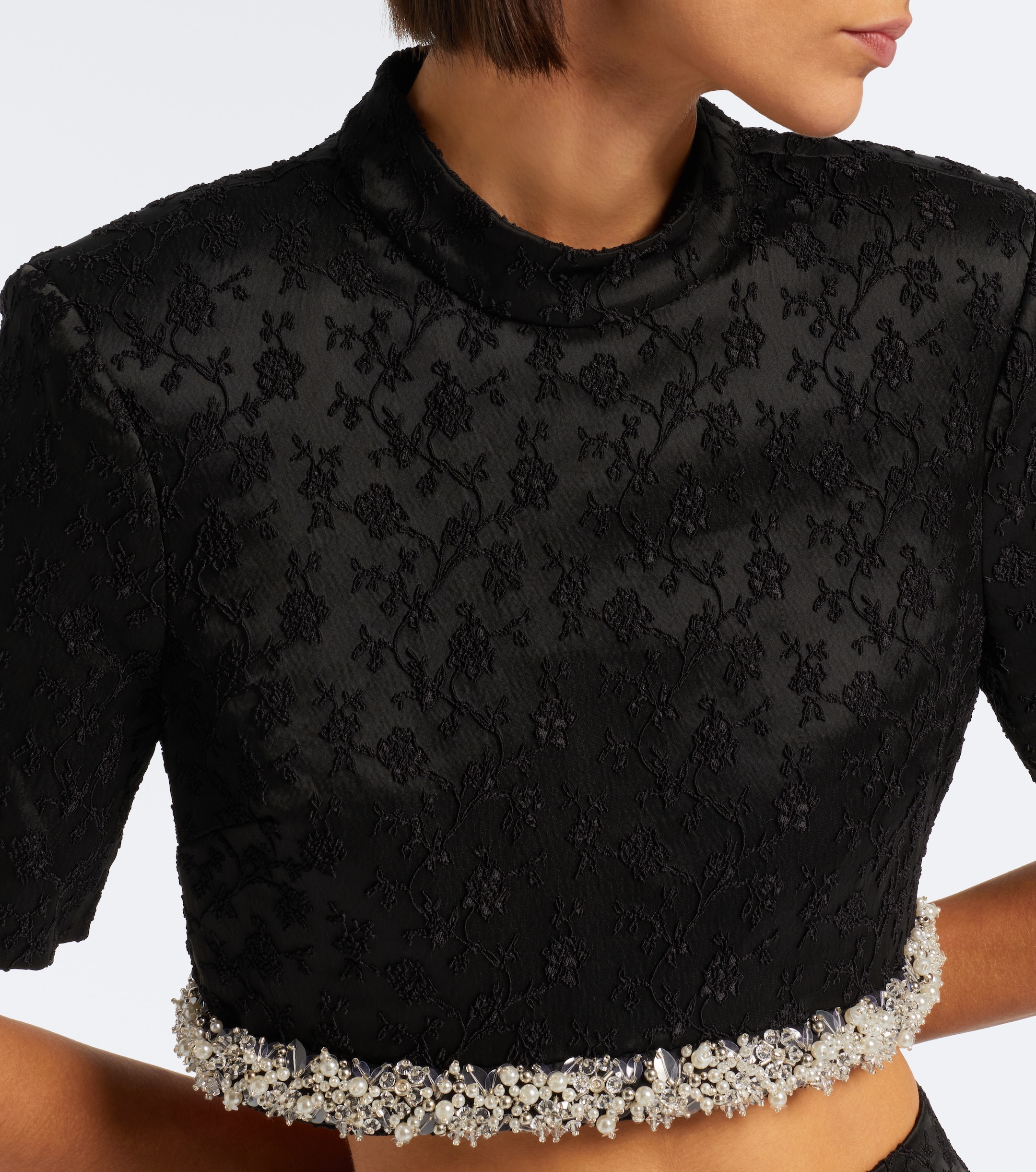 SIMKHAI Simkhai Jalen embellished jacquard crop top