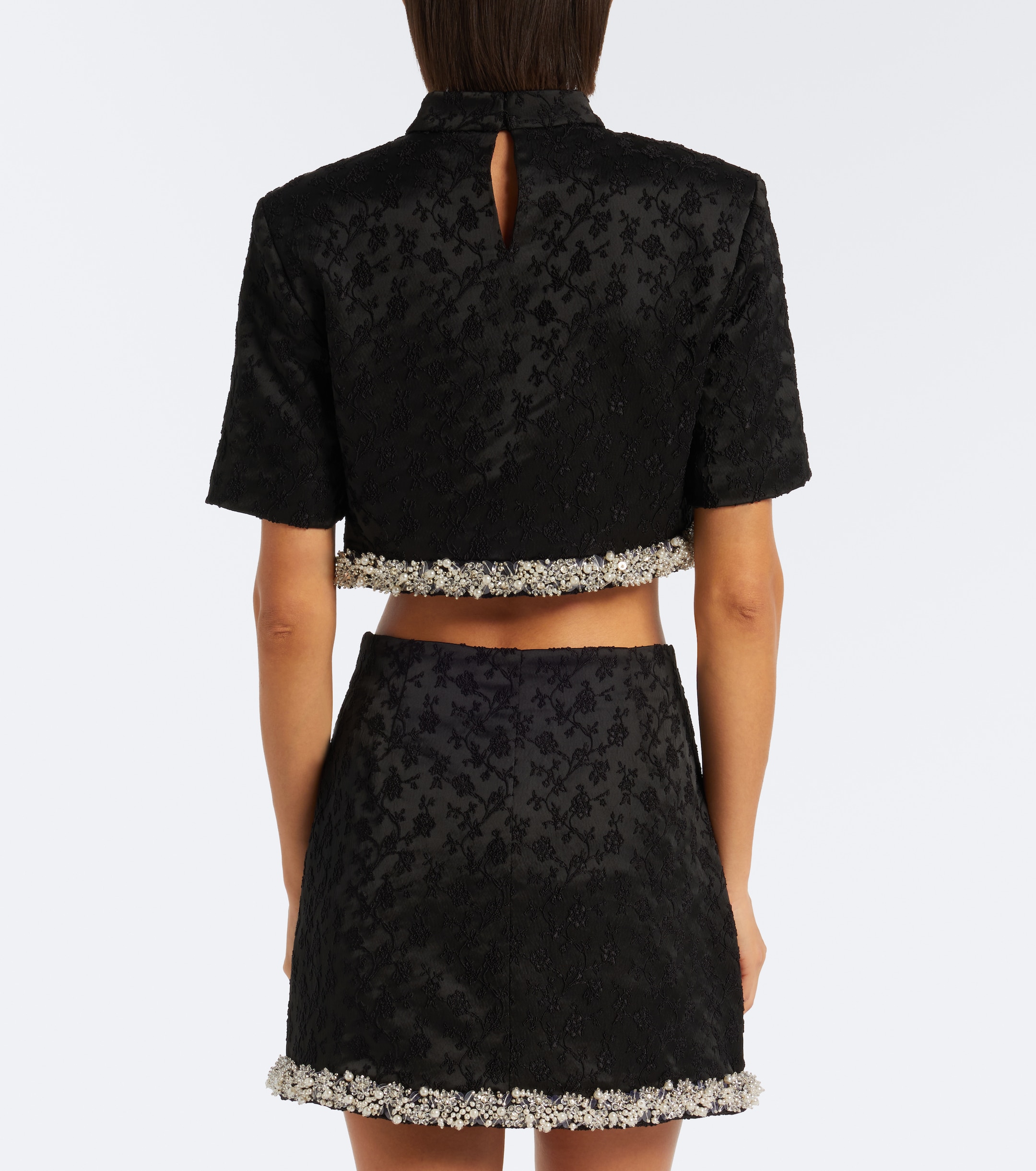 SIMKHAI Simkhai Jalen embellished jacquard crop top