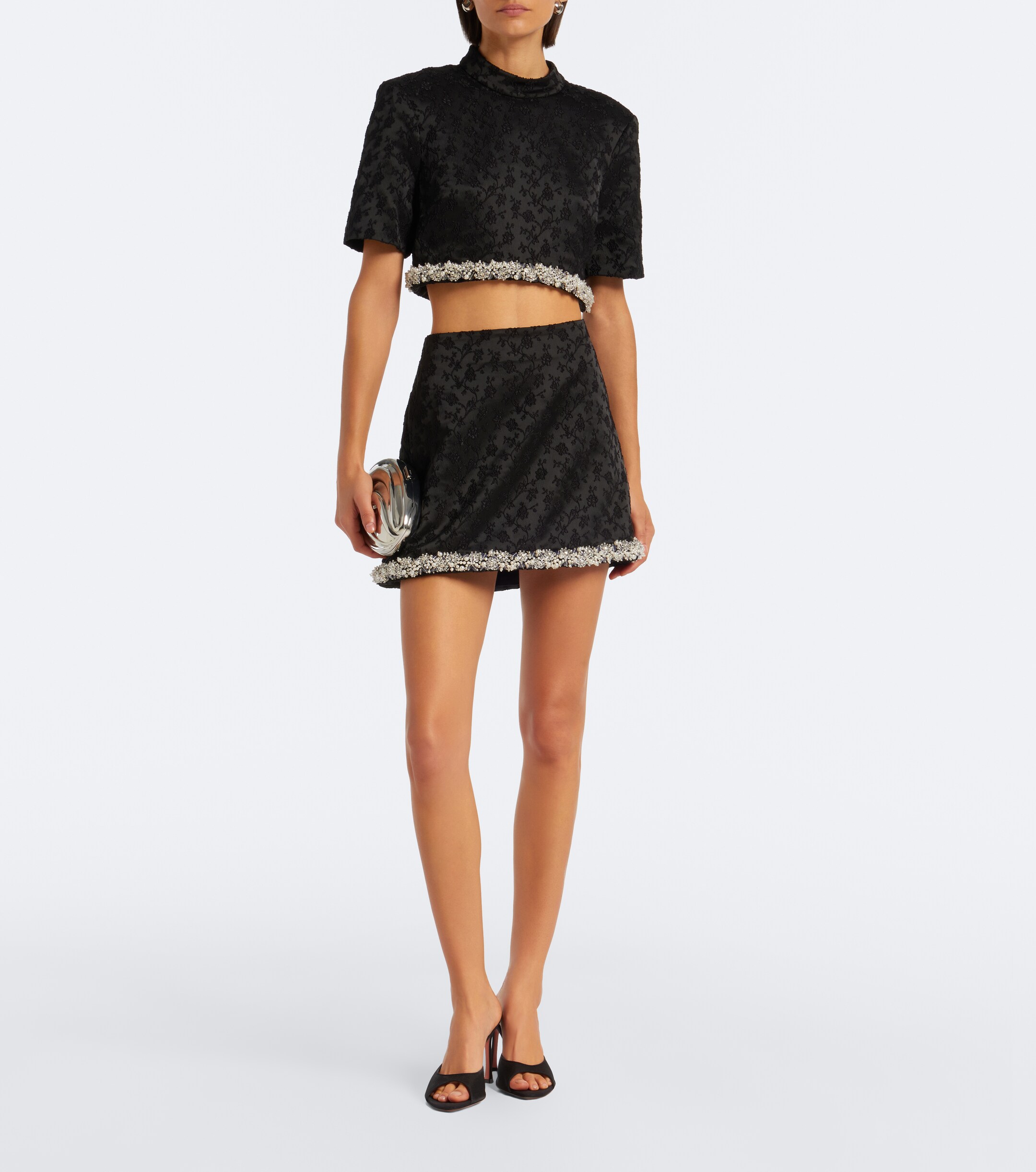 SIMKHAI Simkhai Jalen embellished jacquard crop top