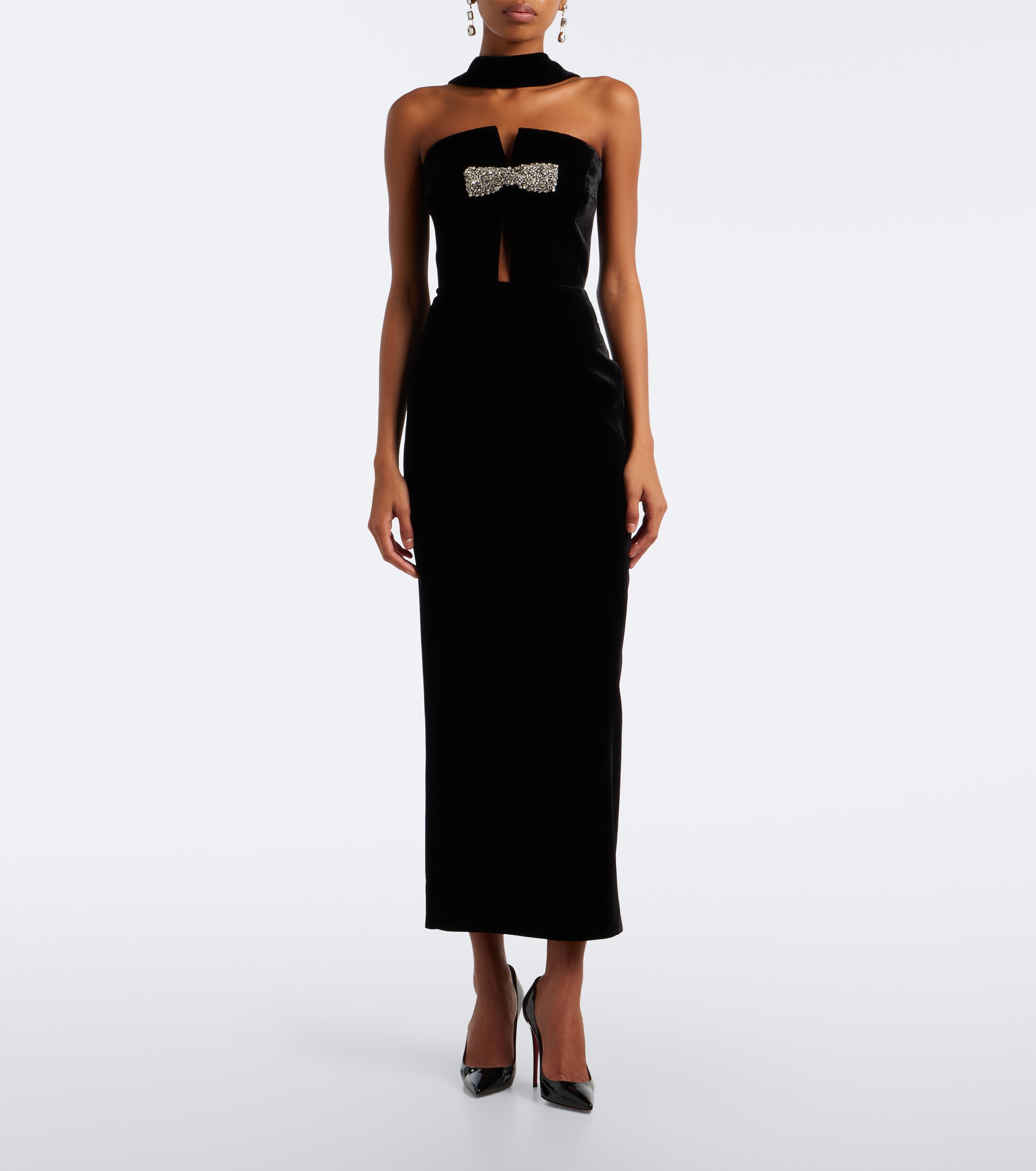 The New Arrivals Ilkyaz Ozel The New Arrivals Ilkyaz Ozel Holly embellished scarf-detail velvet gown