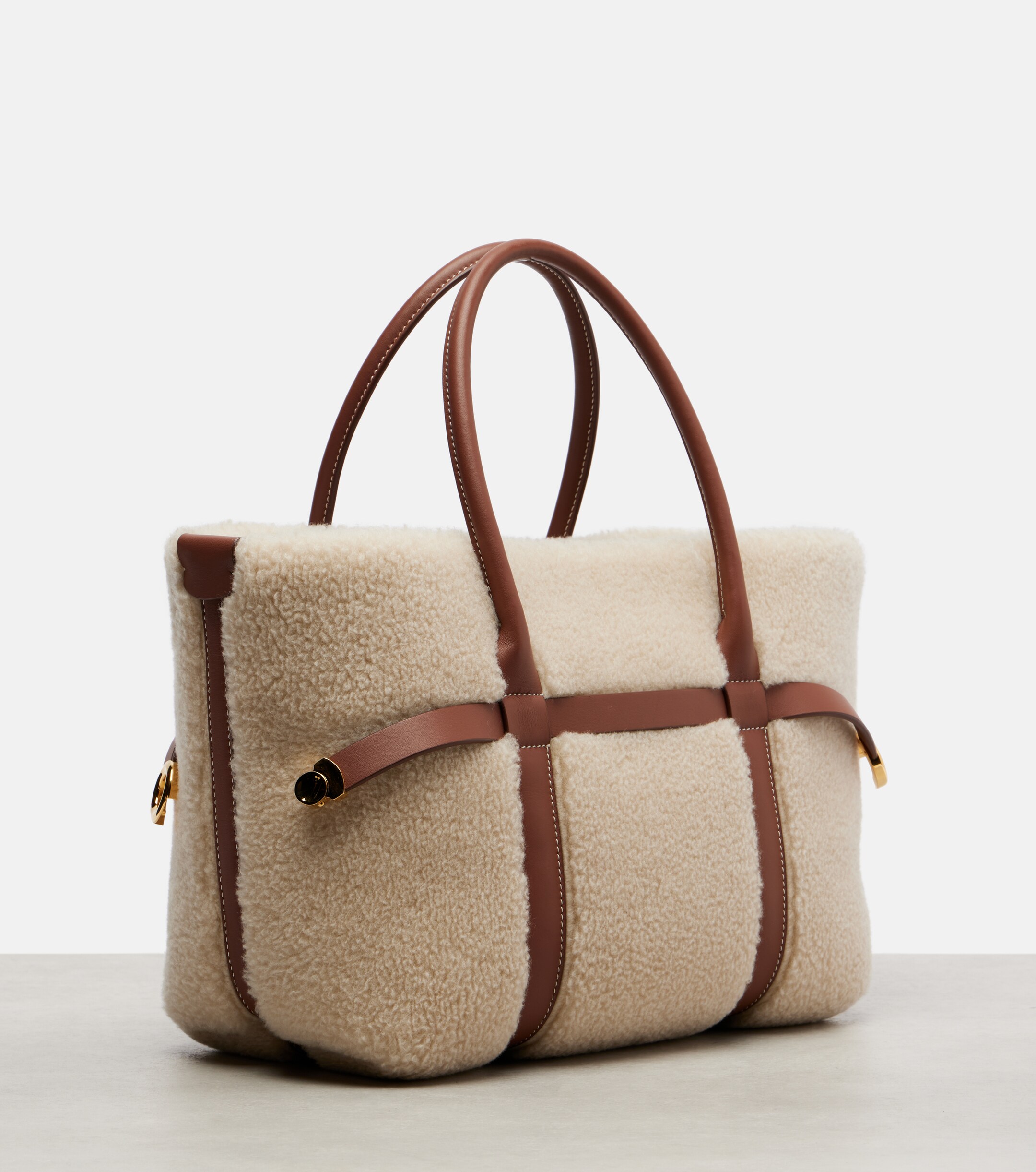 Loro Piana Ghiera Small shearling-trimmed tote bag