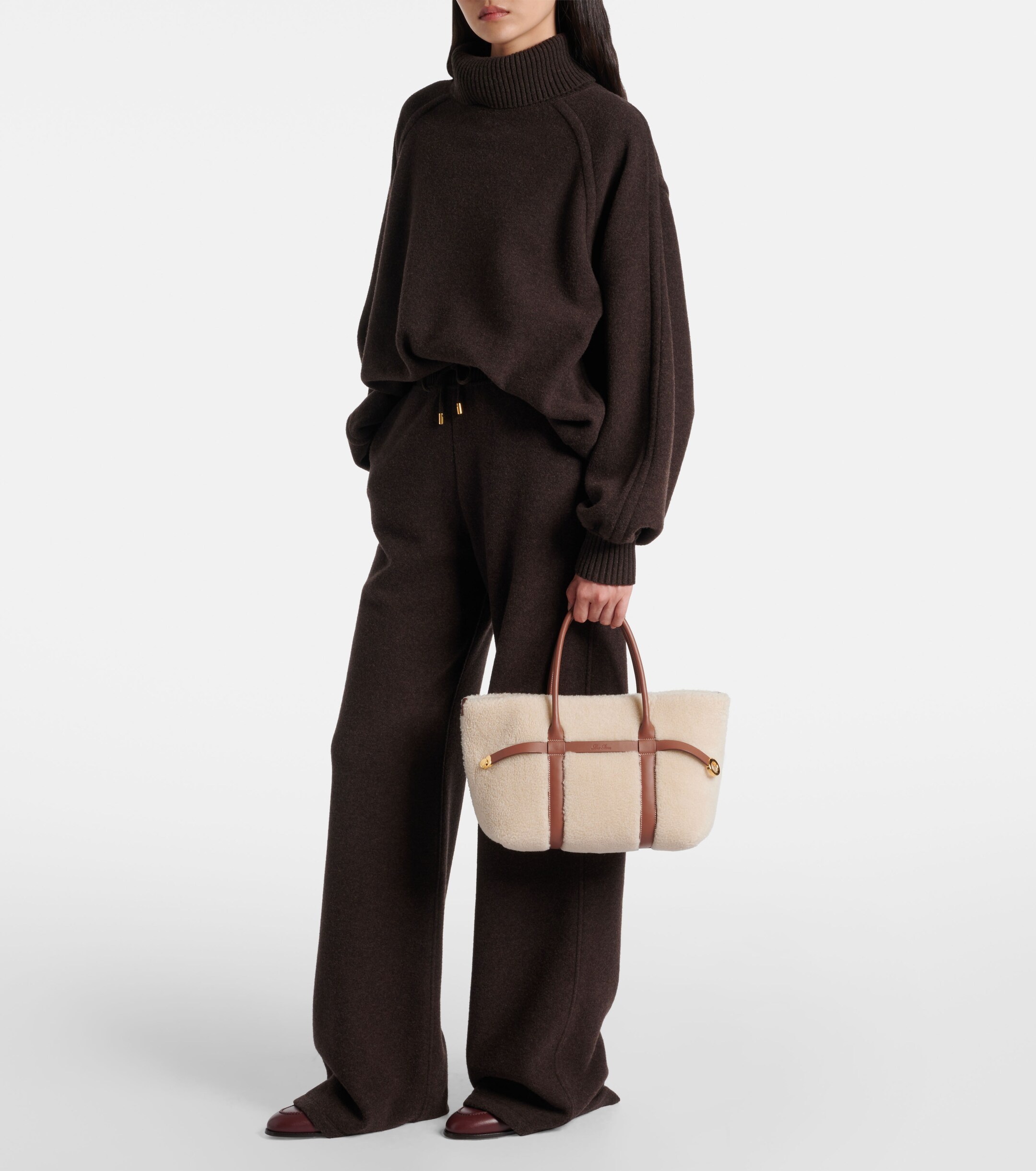 Loro Piana Ghiera Small shearling-trimmed tote bag