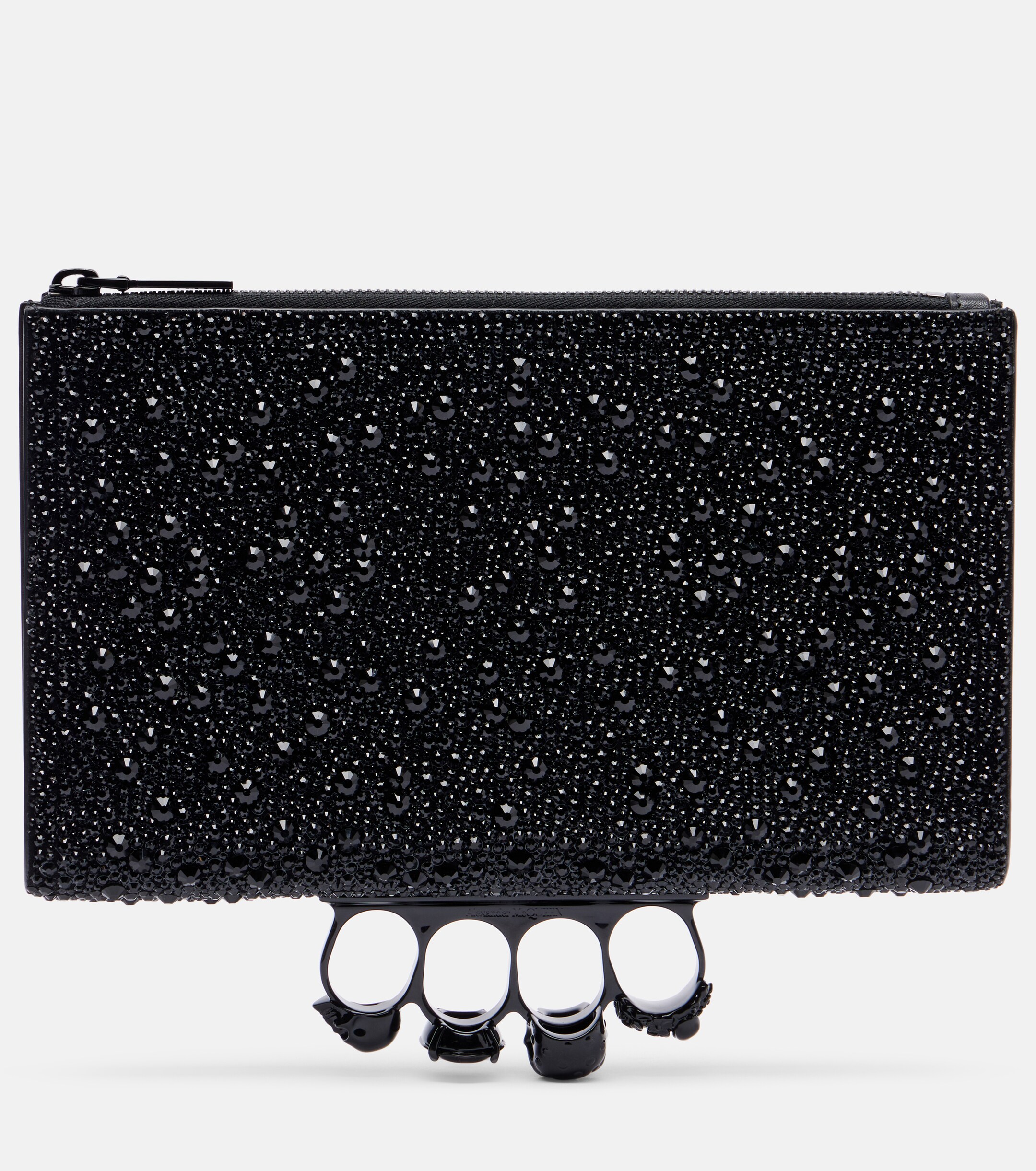 McQueen Knuckle studded leather pouch